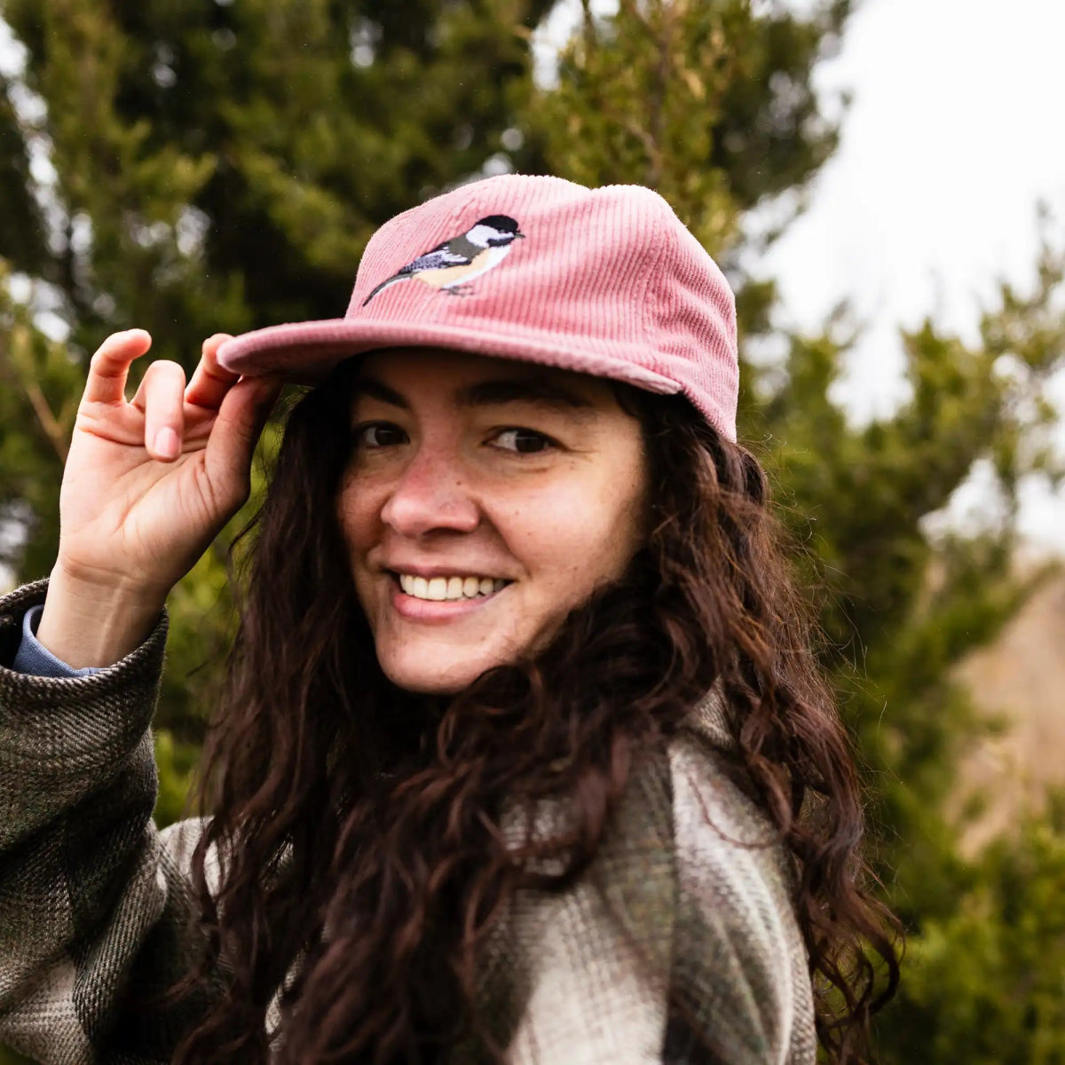 Pink Chickadee Corduroy Hat by Bird Collective