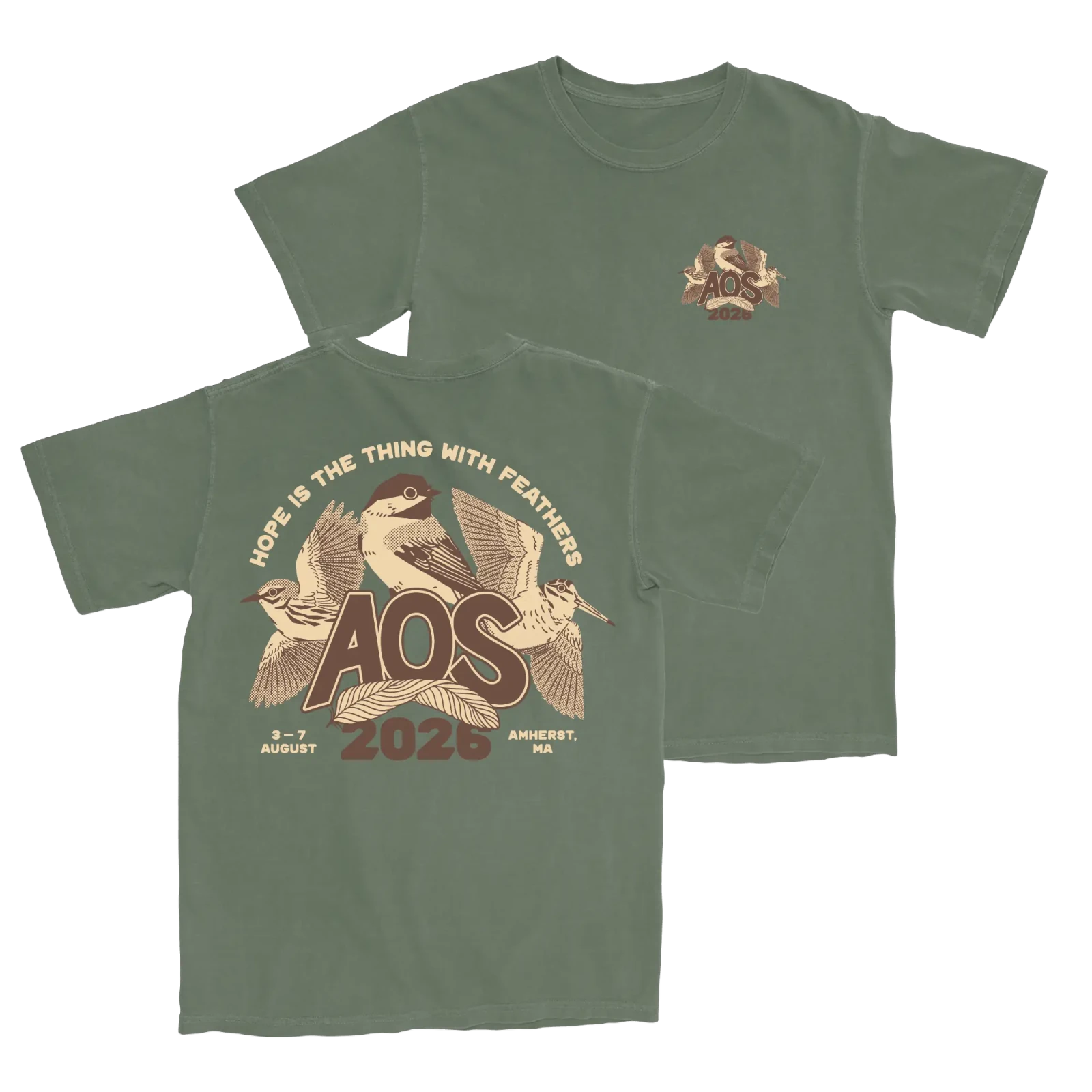 Bird Collective - American Ornithological Society 2026 Conference Tee - S - Moss