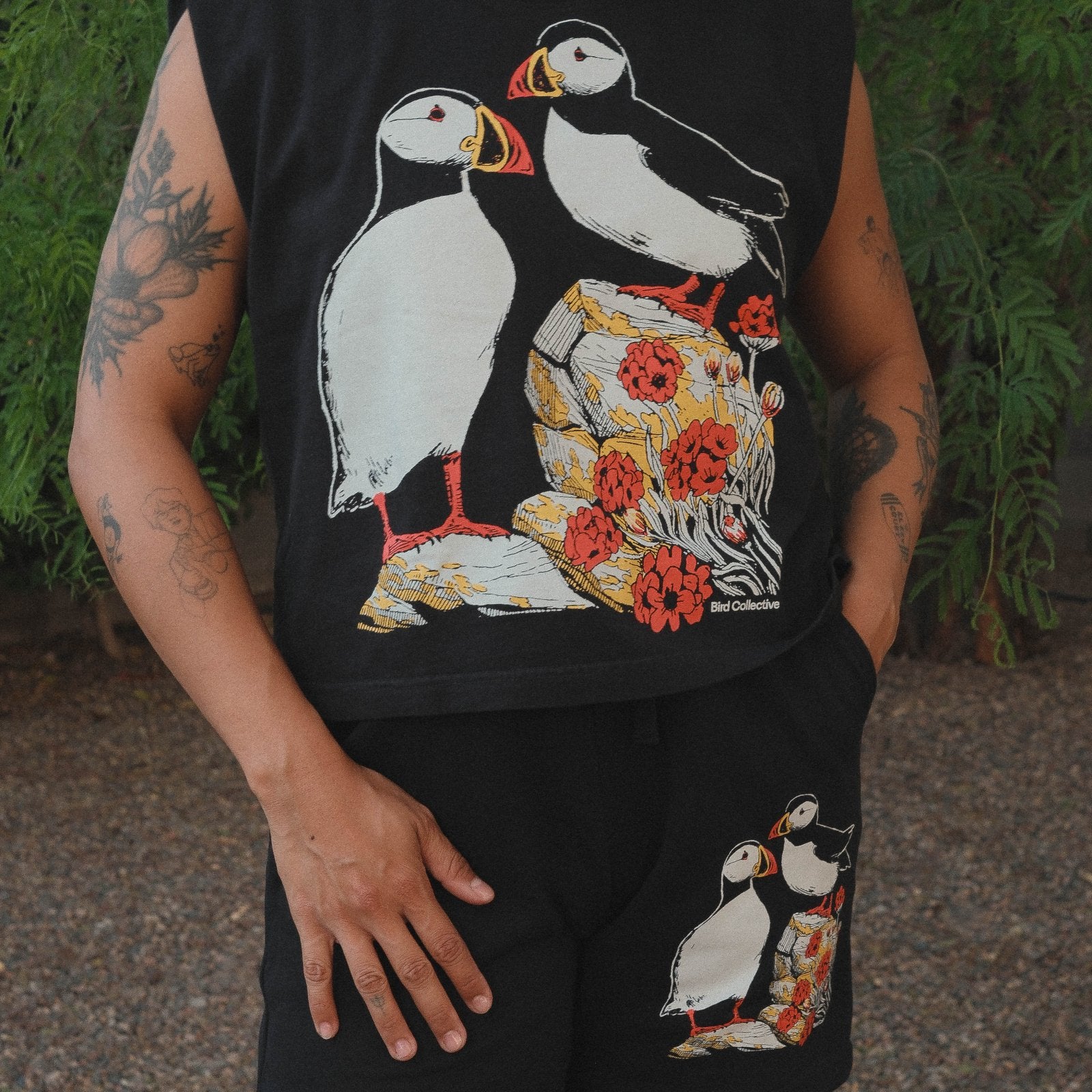 Bird Collective - Atlantic Puffin Boxy Tank - S - Black