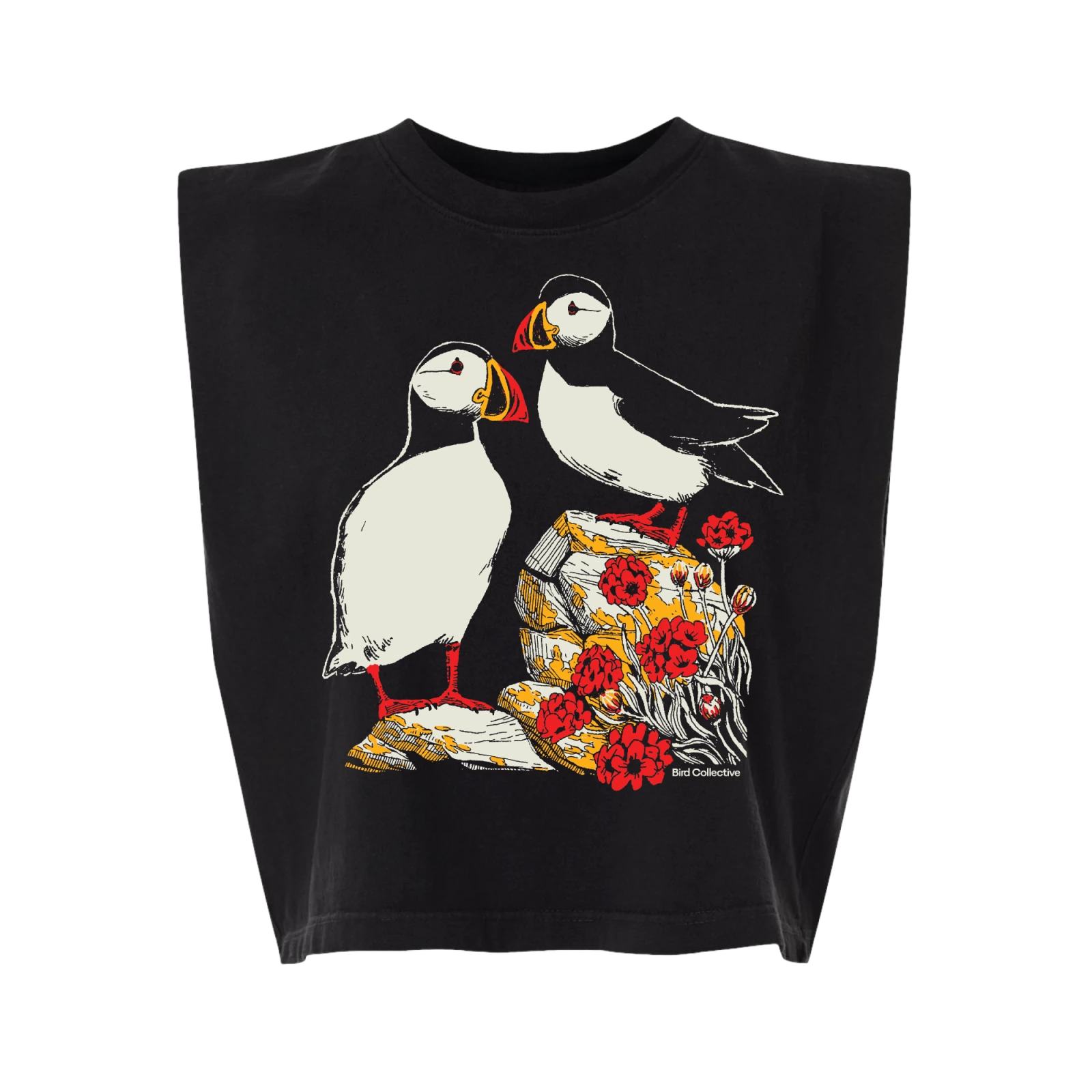 Bird Collective - Atlantic Puffin Boxy Tank - S - Black