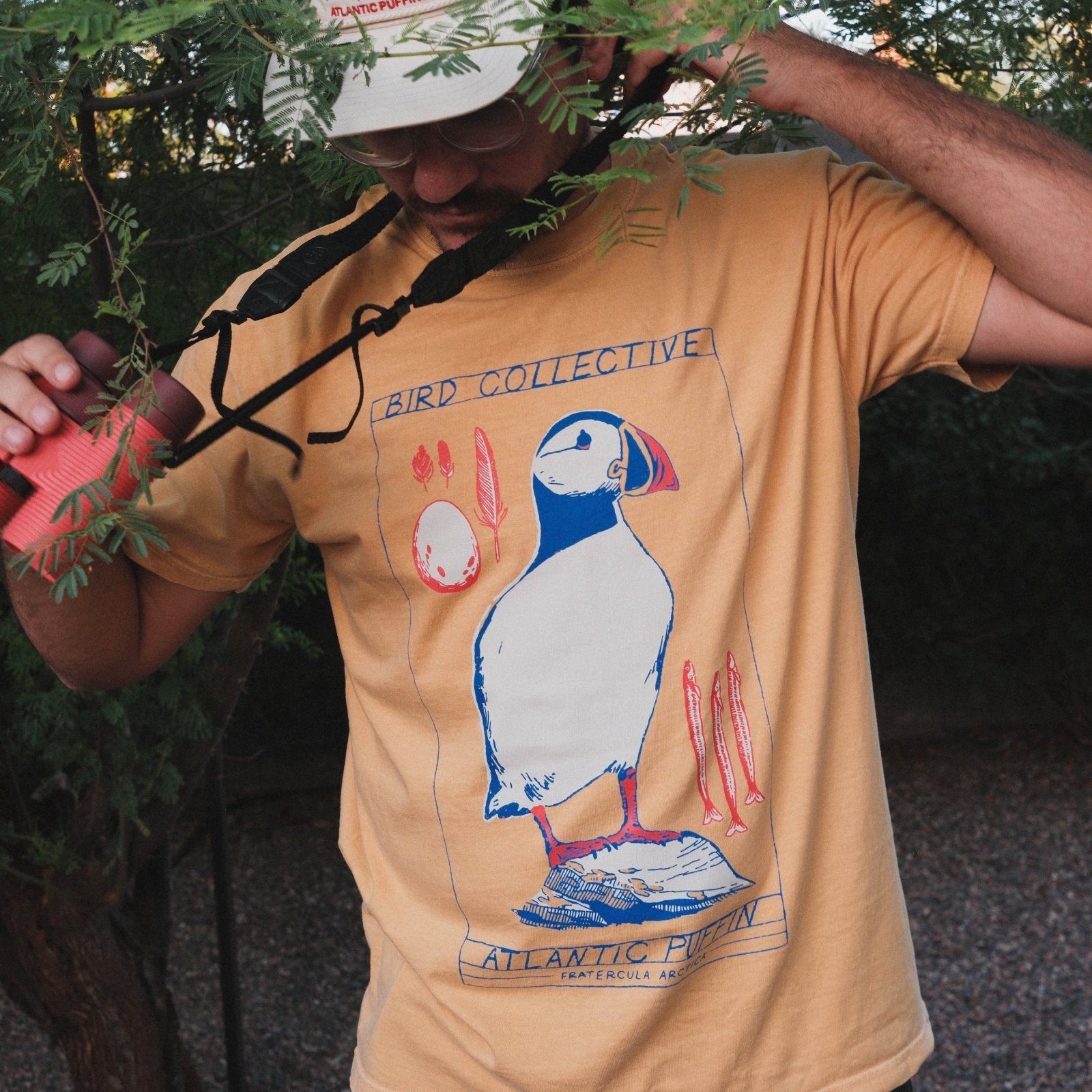 Bird Collective - Atlantic Puffin Nature Study Tee - S - Mustard