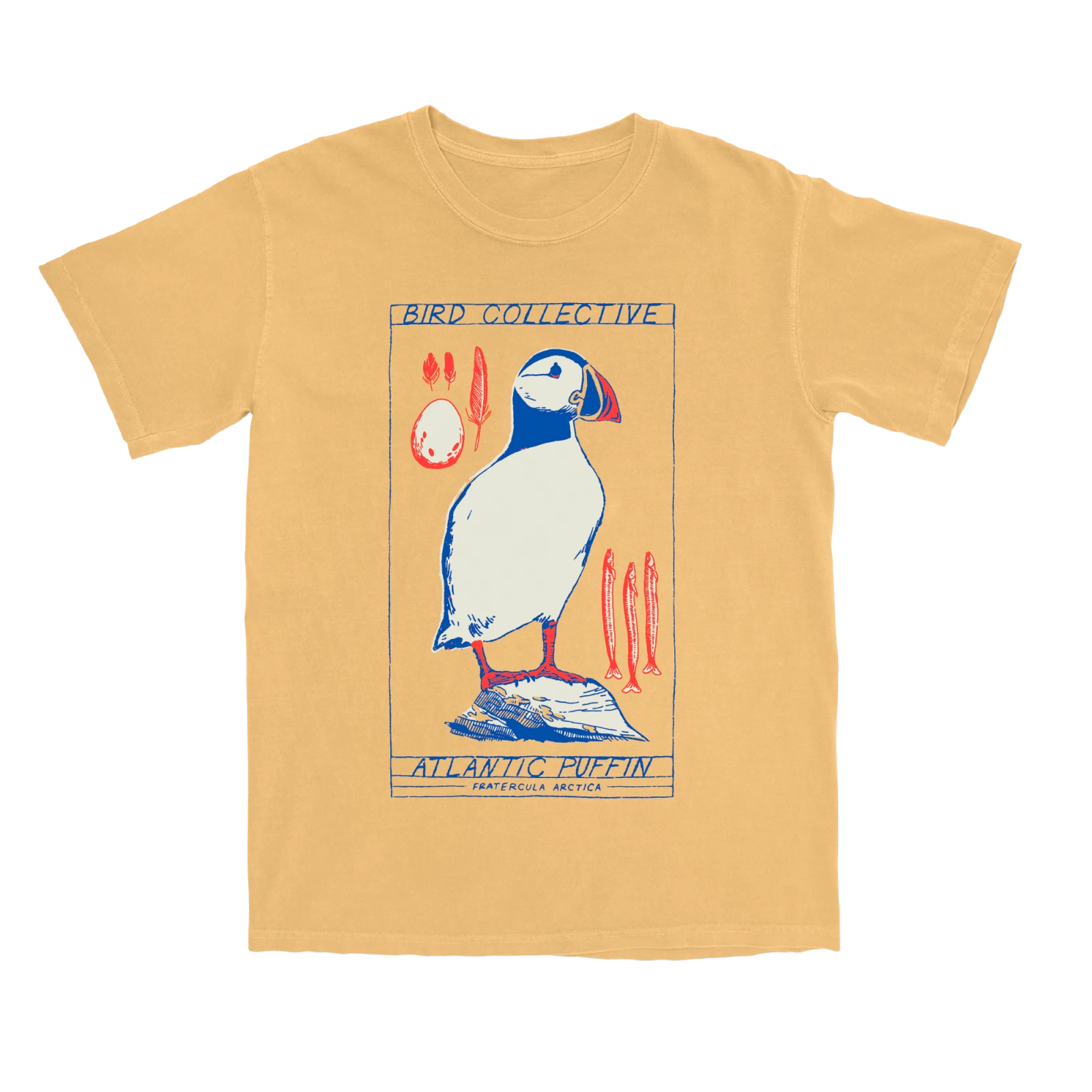 Bird Collective - Atlantic Puffin Nature Study Tee - S - Mustard