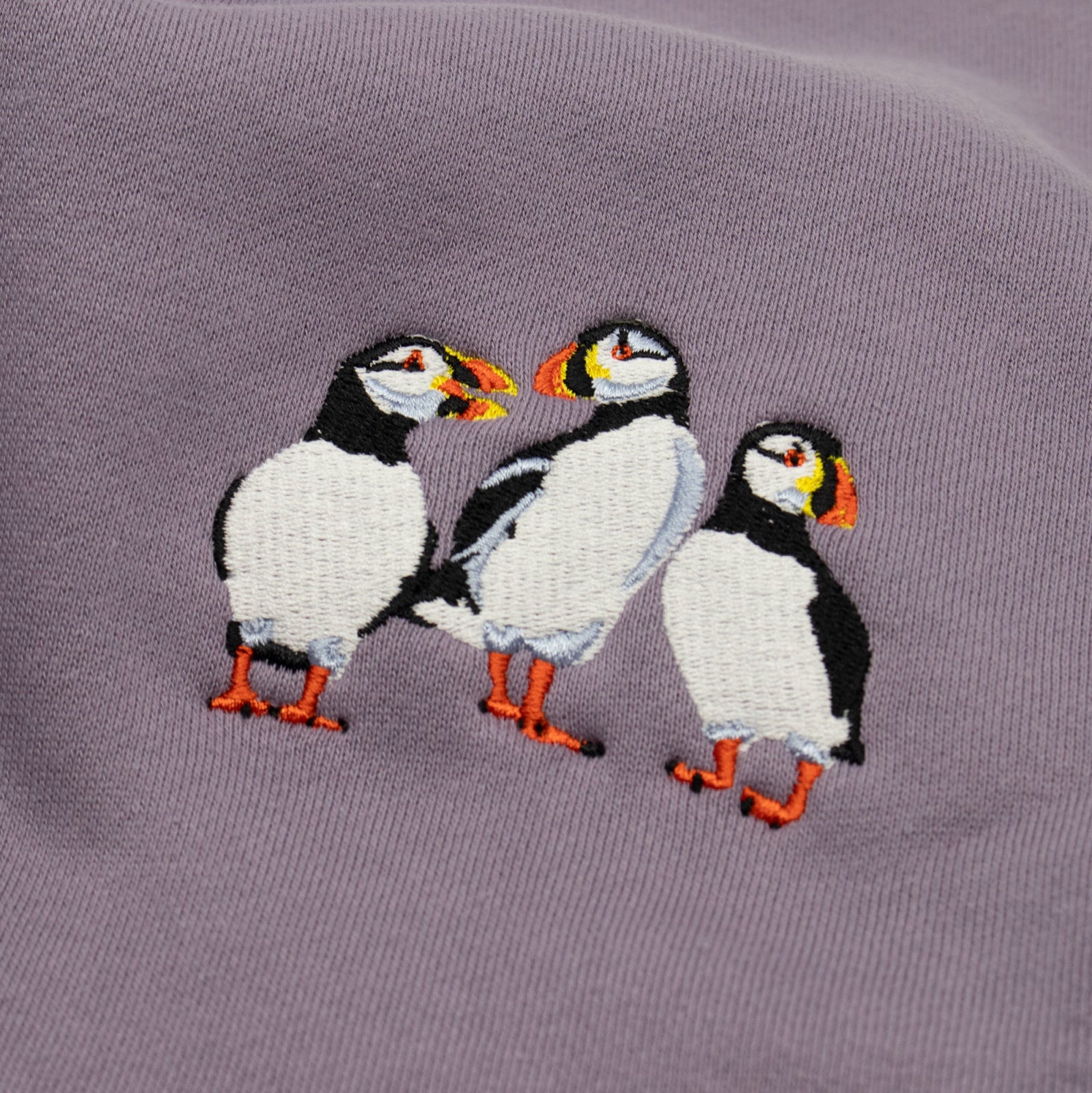 Bird Collective - Atlantic Puffins Embroidered Sweatshirt - XS - Plum
