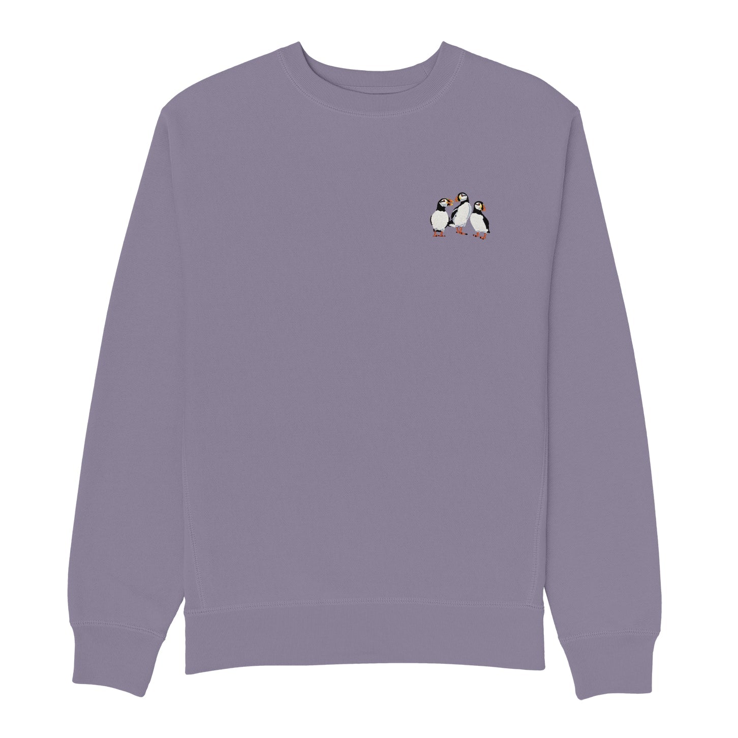 Bird Collective - Atlantic Puffins Embroidered Sweatshirt - XS - Plum