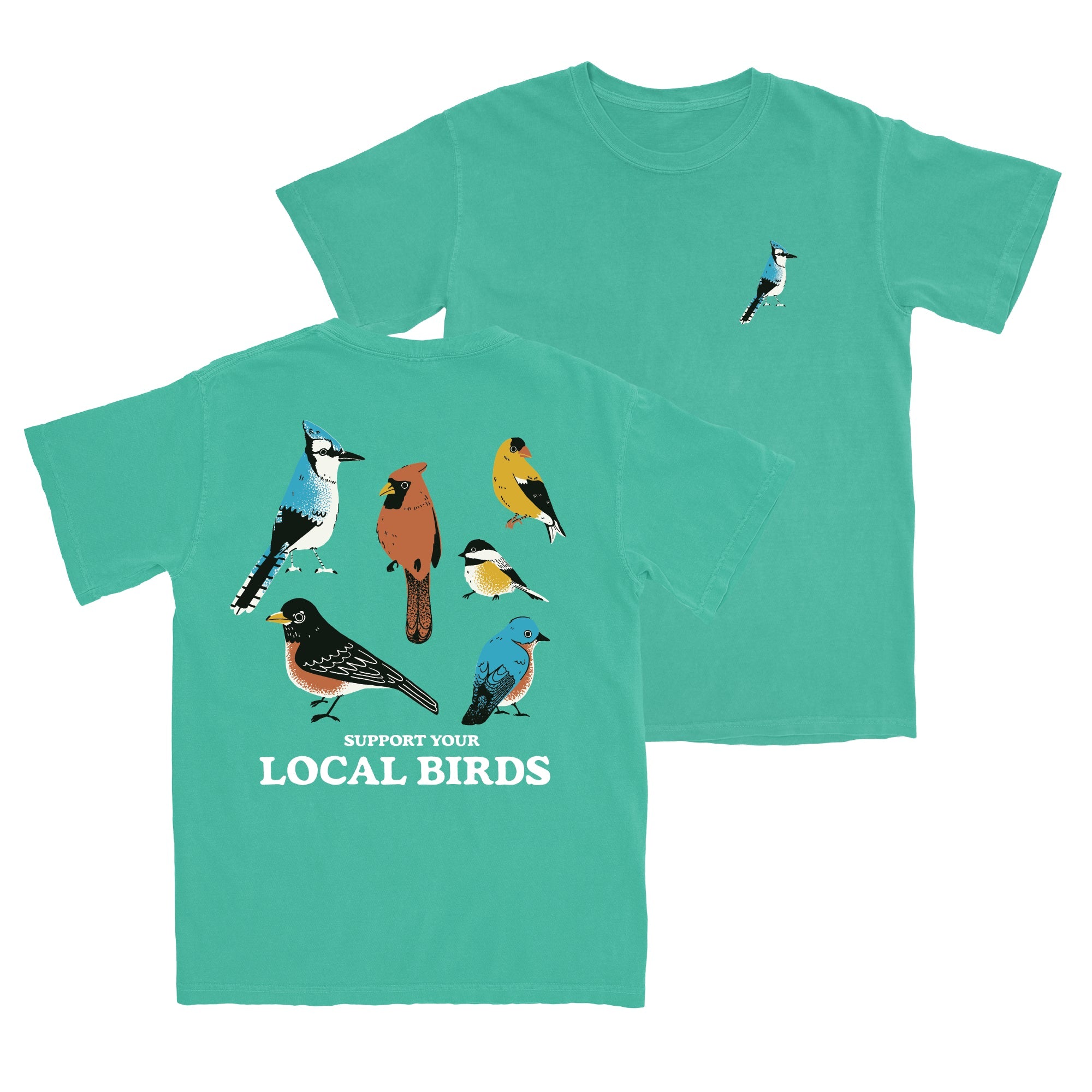 Bird Collective - Backyard Birds East T-Shirt - S - Green