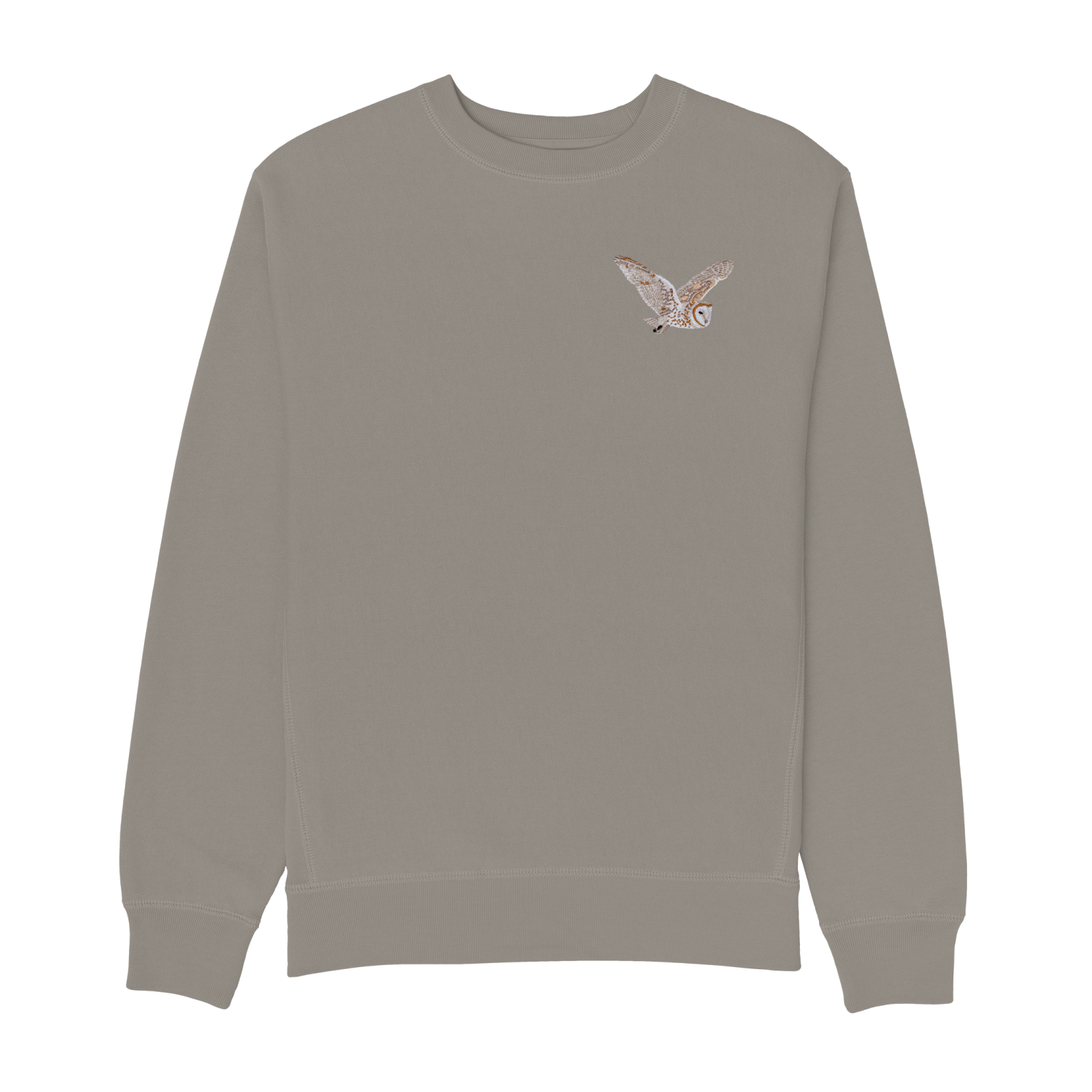 Bird Collective - Barn Owl Embroidered Sweatshirt - XS - Khaki