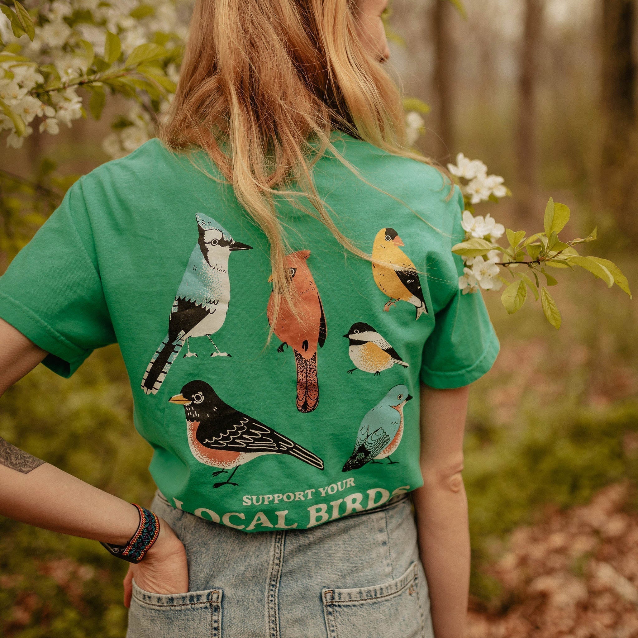 Bird Collective - Backyard Birds East T-Shirt - S - Green