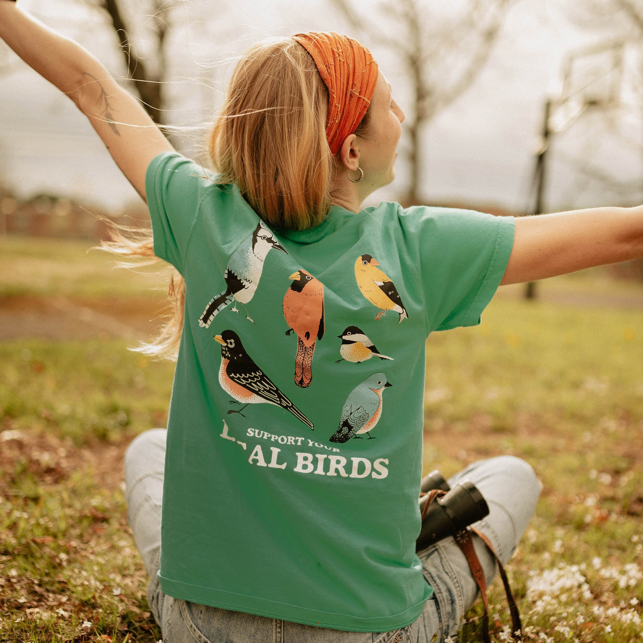 Bird Collective - Backyard Birds East T-Shirt - S - Green