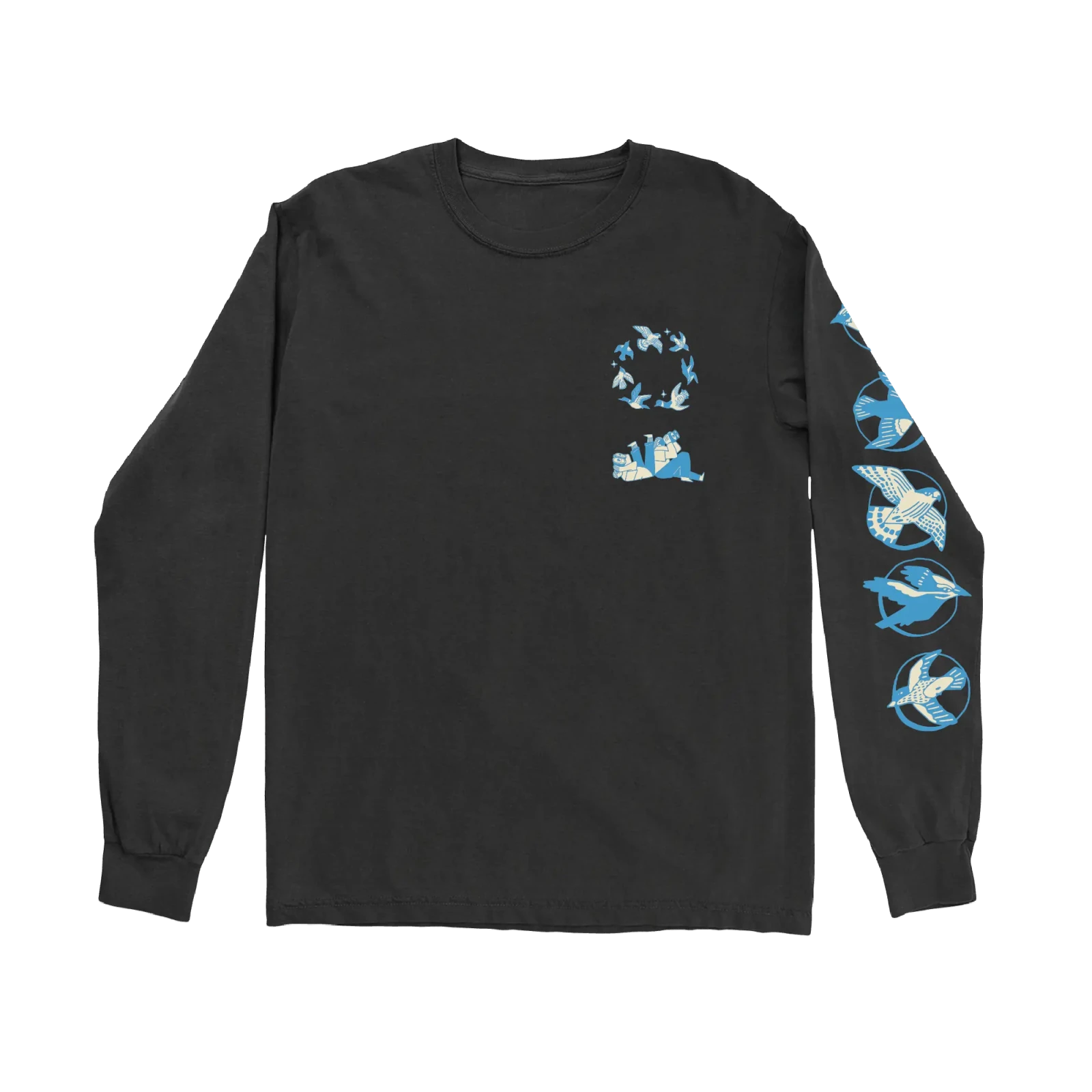 Bird Collective - Birds of a Feather Long Sleeve Tee - S - Black