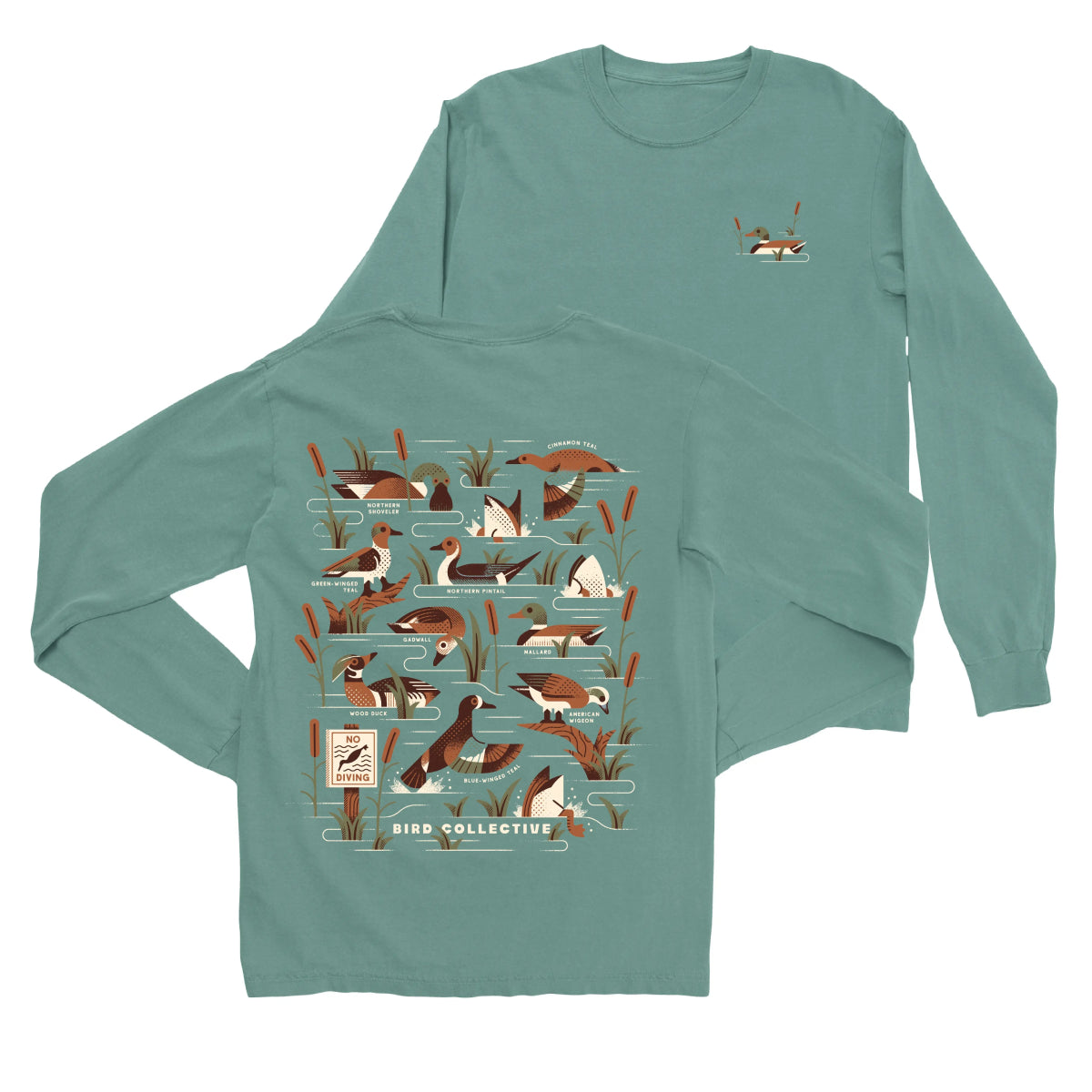 Bird Collective - Dabbling Ducks Long Sleeve - S - Light Green