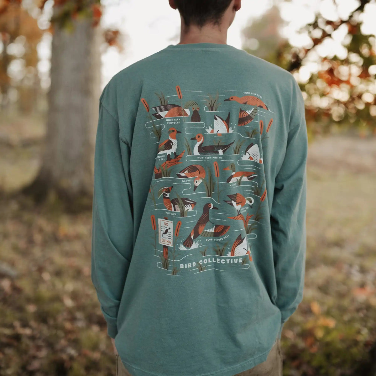 Bird Collective - Dabbling Ducks Long Sleeve - S - Light Green