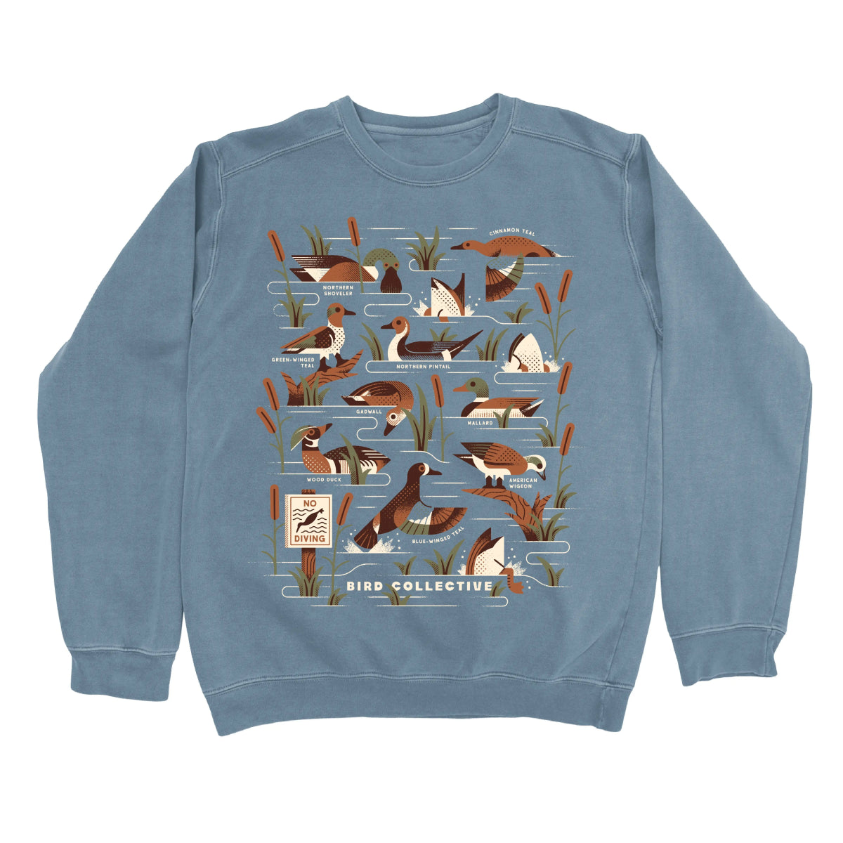 Bird Collective - Dabbling Ducks Sweatshirt - S - Blue Jean