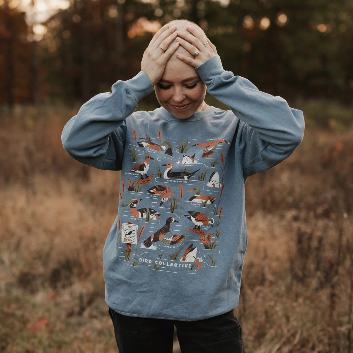 Bird Collective - Dabbling Ducks Sweatshirt - S - Blue Jean