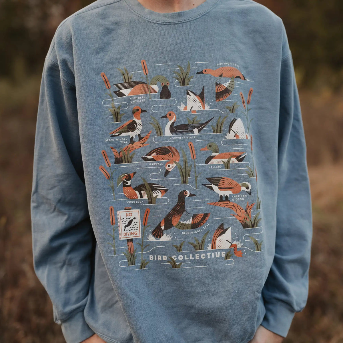 Bird Collective - Dabbling Ducks Sweatshirt - S - Blue Jean