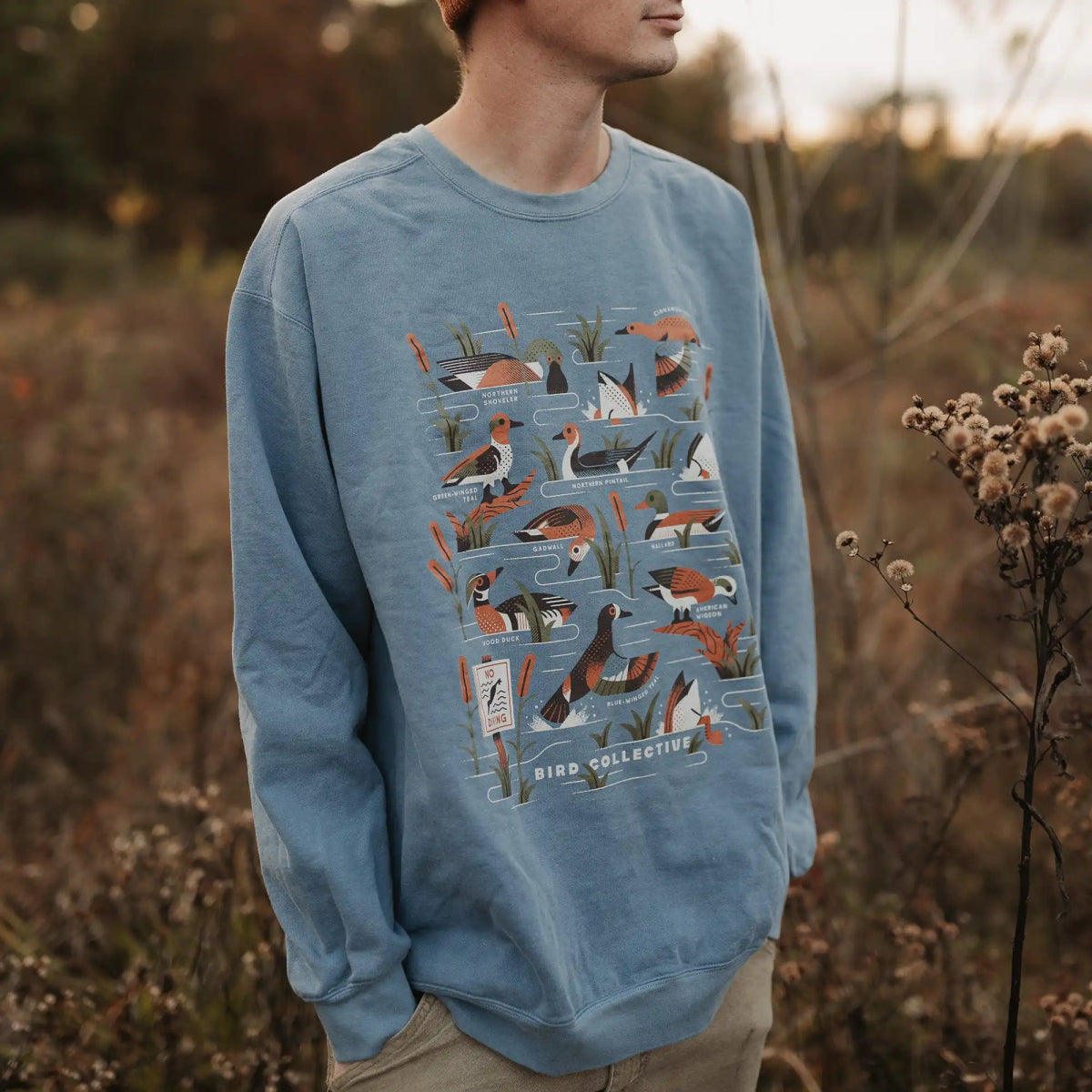 Bird Collective - Dabbling Ducks Sweatshirt - S - Blue Jean