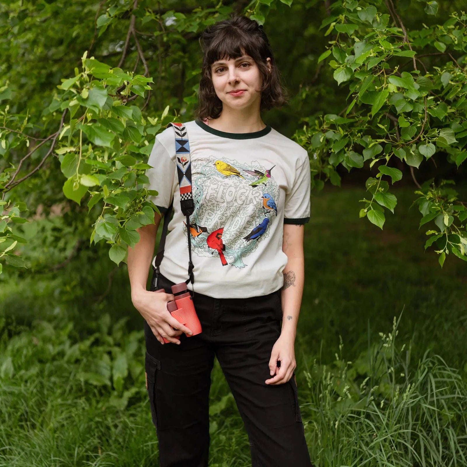 Bird Collective - Flock With Pride Ringer Tee - XS - Ivory