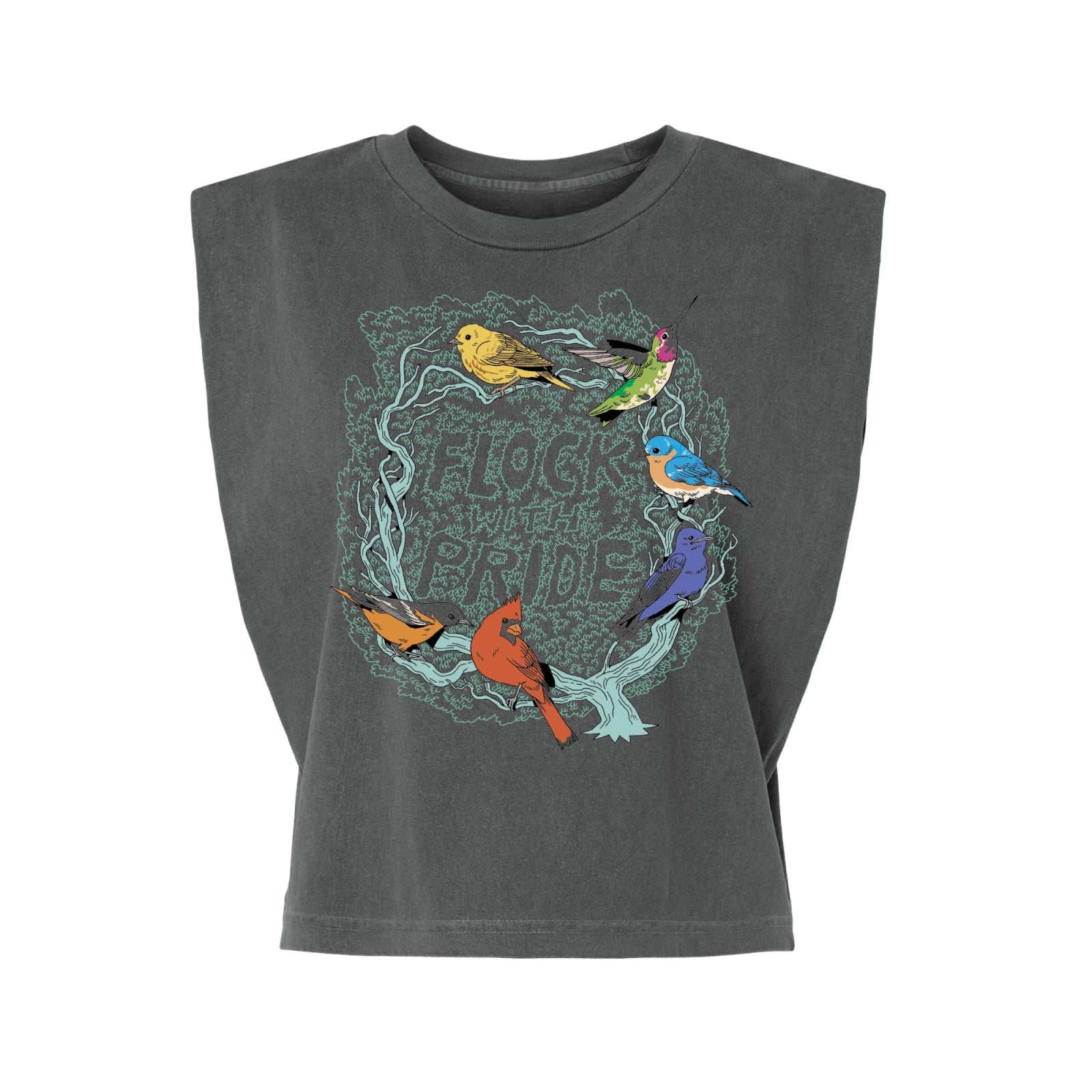 Bird Collective - Flock with Pride Tank - S - Pepper