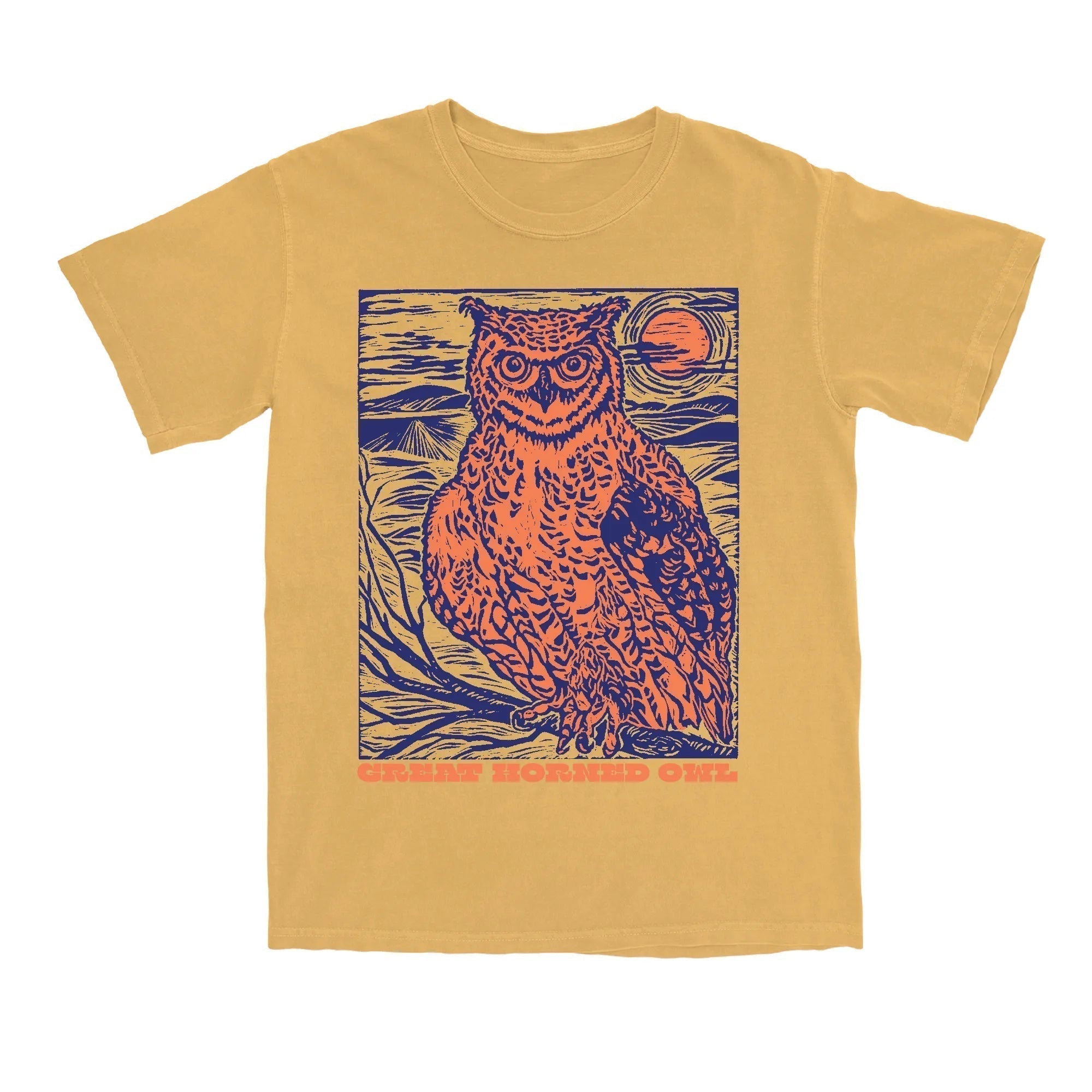 Great Horned Owl T-Shirt | Goldenrod - Bird Collective