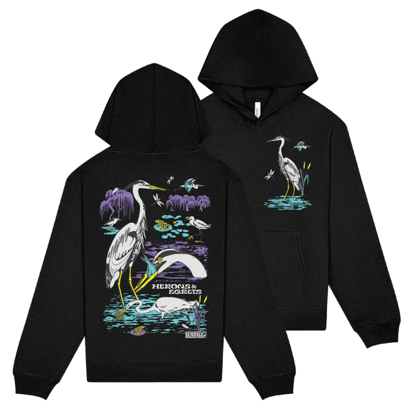 Bird Collective - Herons & Egrets Hoodie - XS - Black