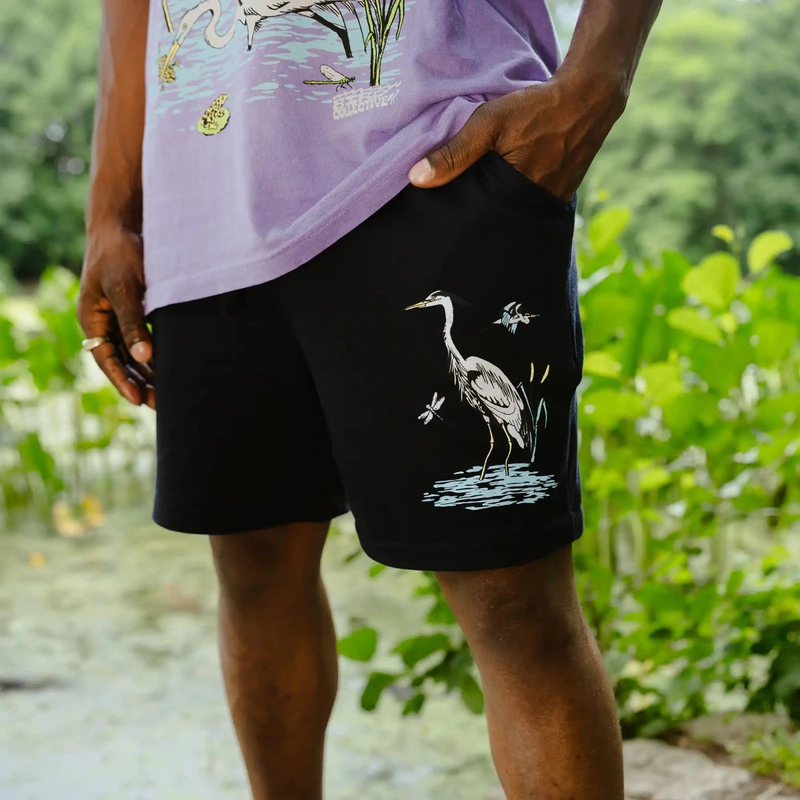 Bird Collective - Herons & Egrets Shorts - XS - Black