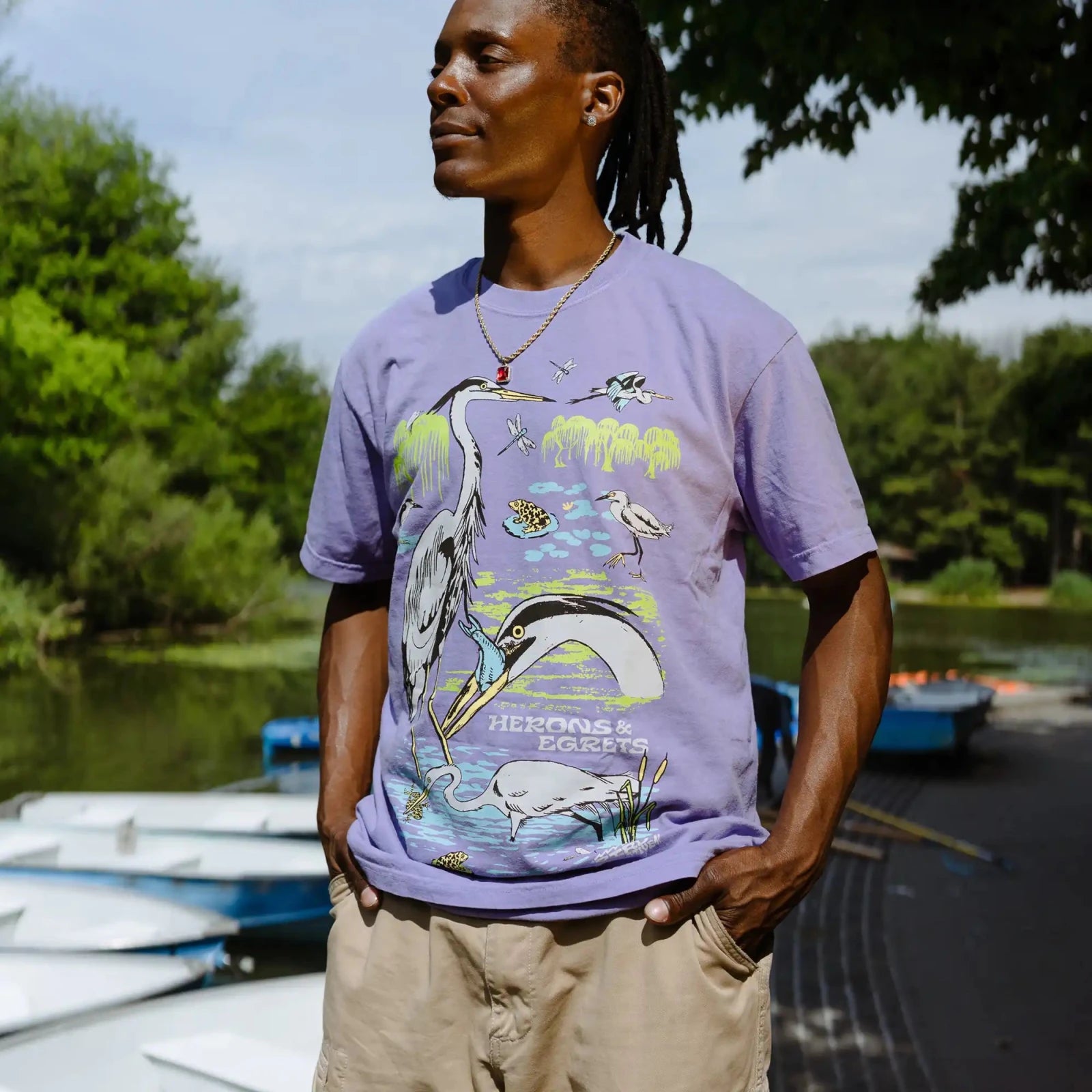 Bird Collective - Herons & Egrets Tee - S - Violet