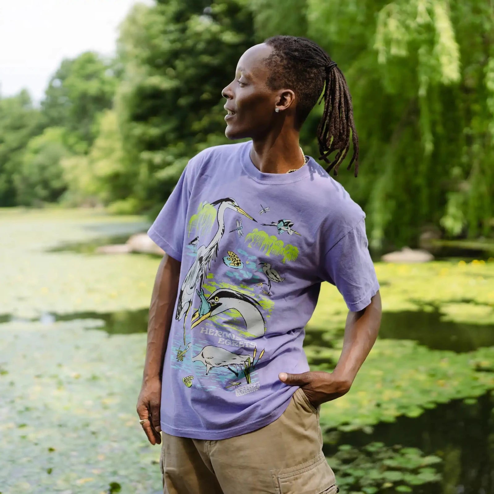 Bird Collective - Herons & Egrets Tee - S - Violet