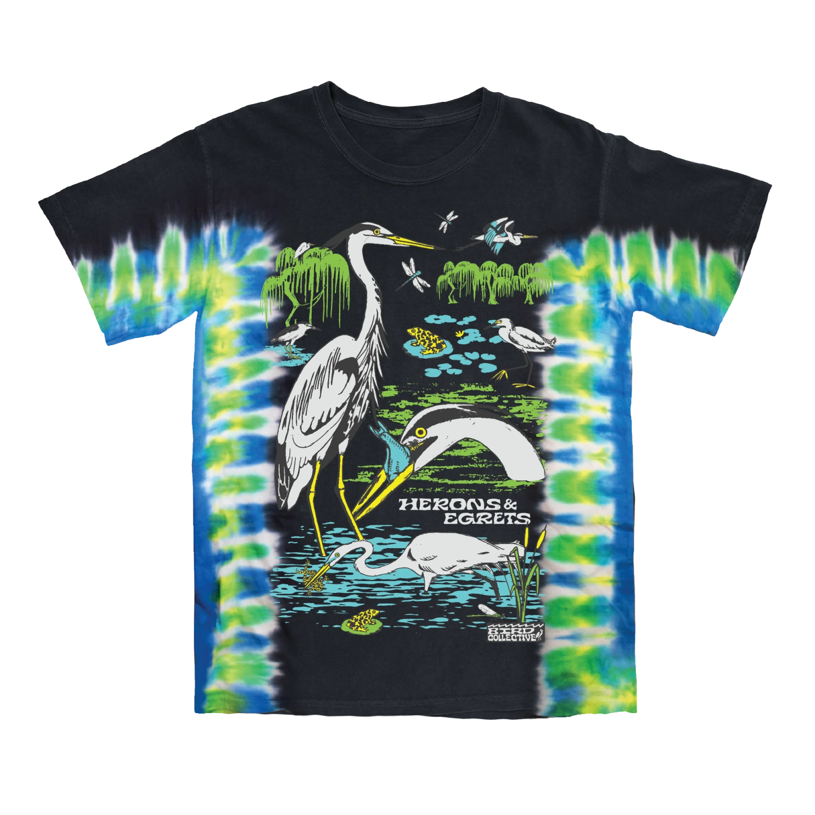 Bird Collective - Herons & Egrets Tie Dye Tee - S - Lagoon