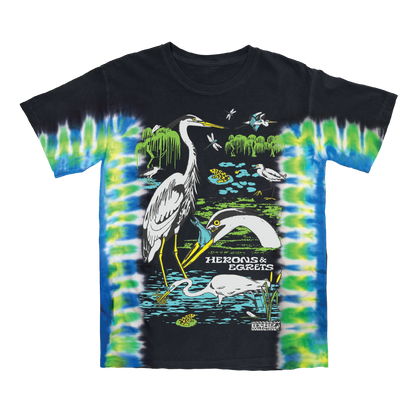 Bird Collective - Herons & Egrets Tie Dye Tee - S - Lagoon