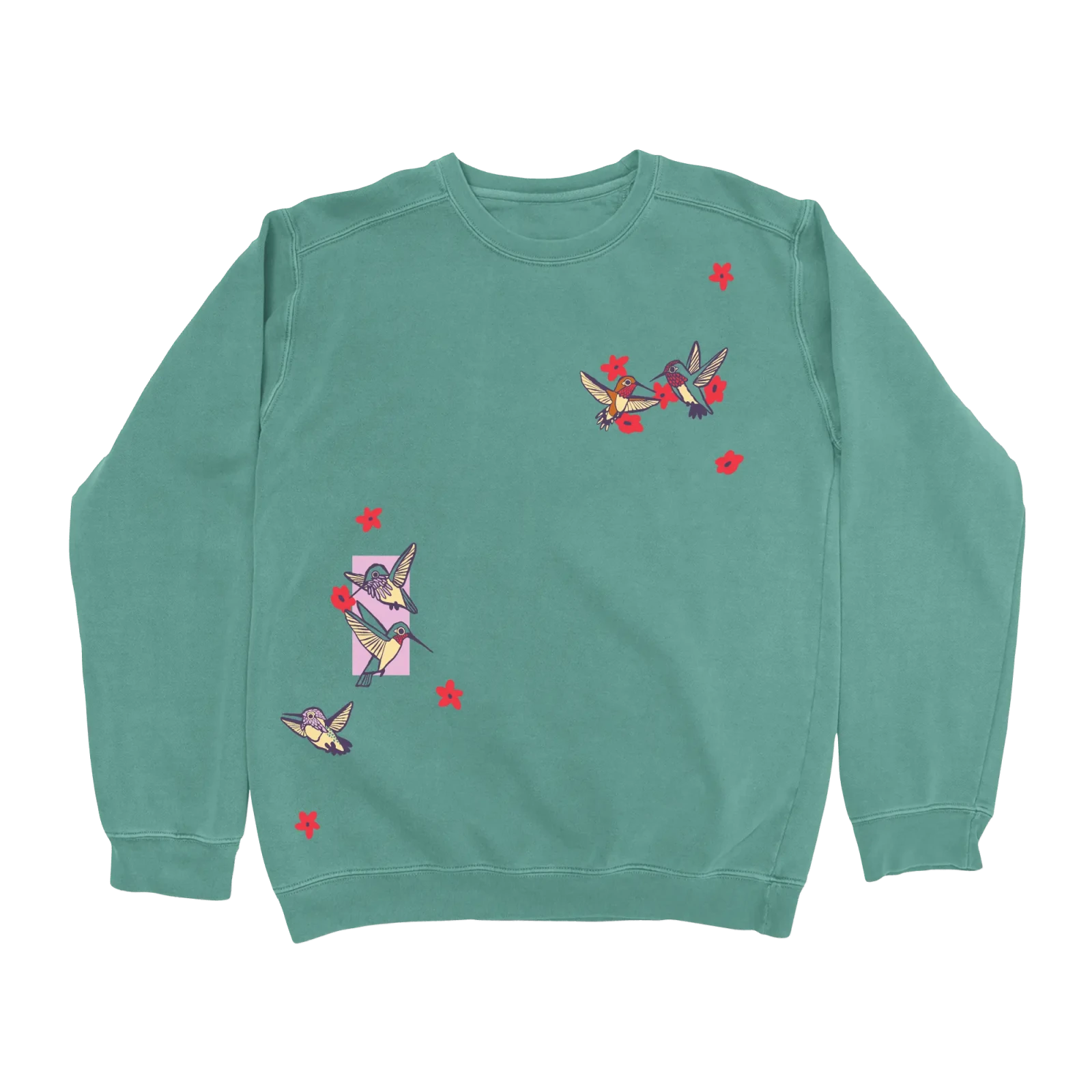 Bird Collective - Hummingbirds Sweatshirt - S - Seafoam