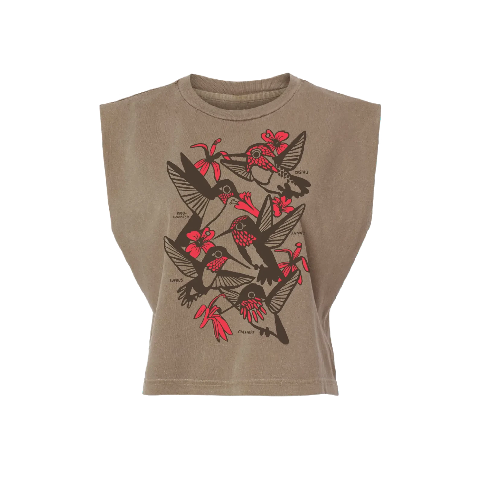 Bird Collective - Hummingbirds Tank - S - Mushroom