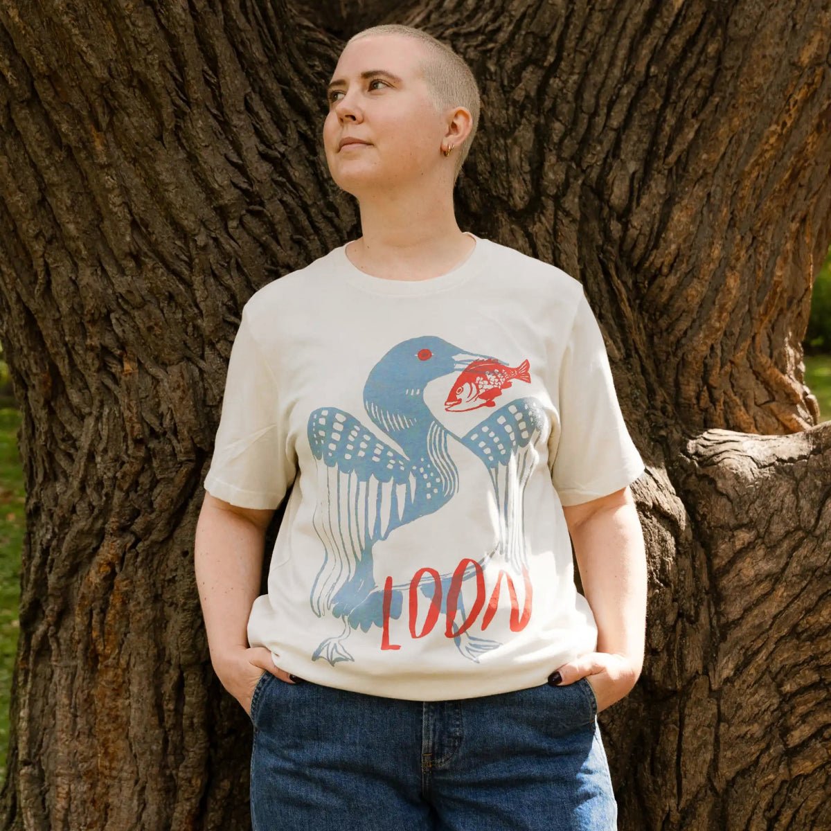 Bird Collective - Lightweight Loon Tee - XS - Vintage White