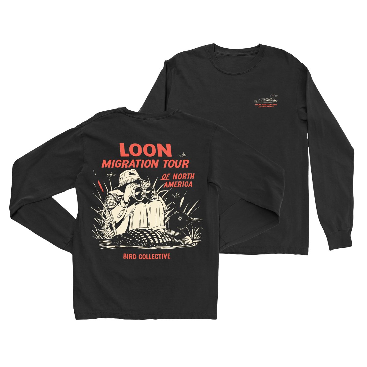 Bird Collective - Loon Migration Tour Long Sleeve Tee - S - Black