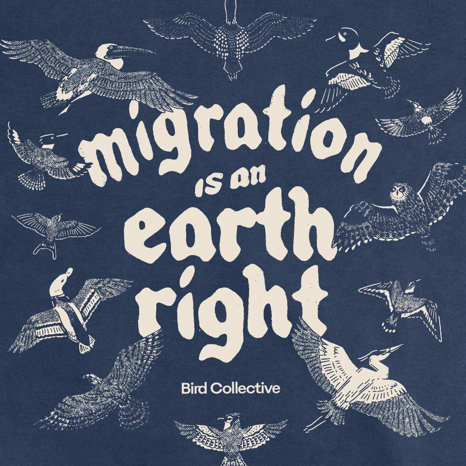Bird Collective - Migration Is An Earth Right Sweatshirt - S - Navy