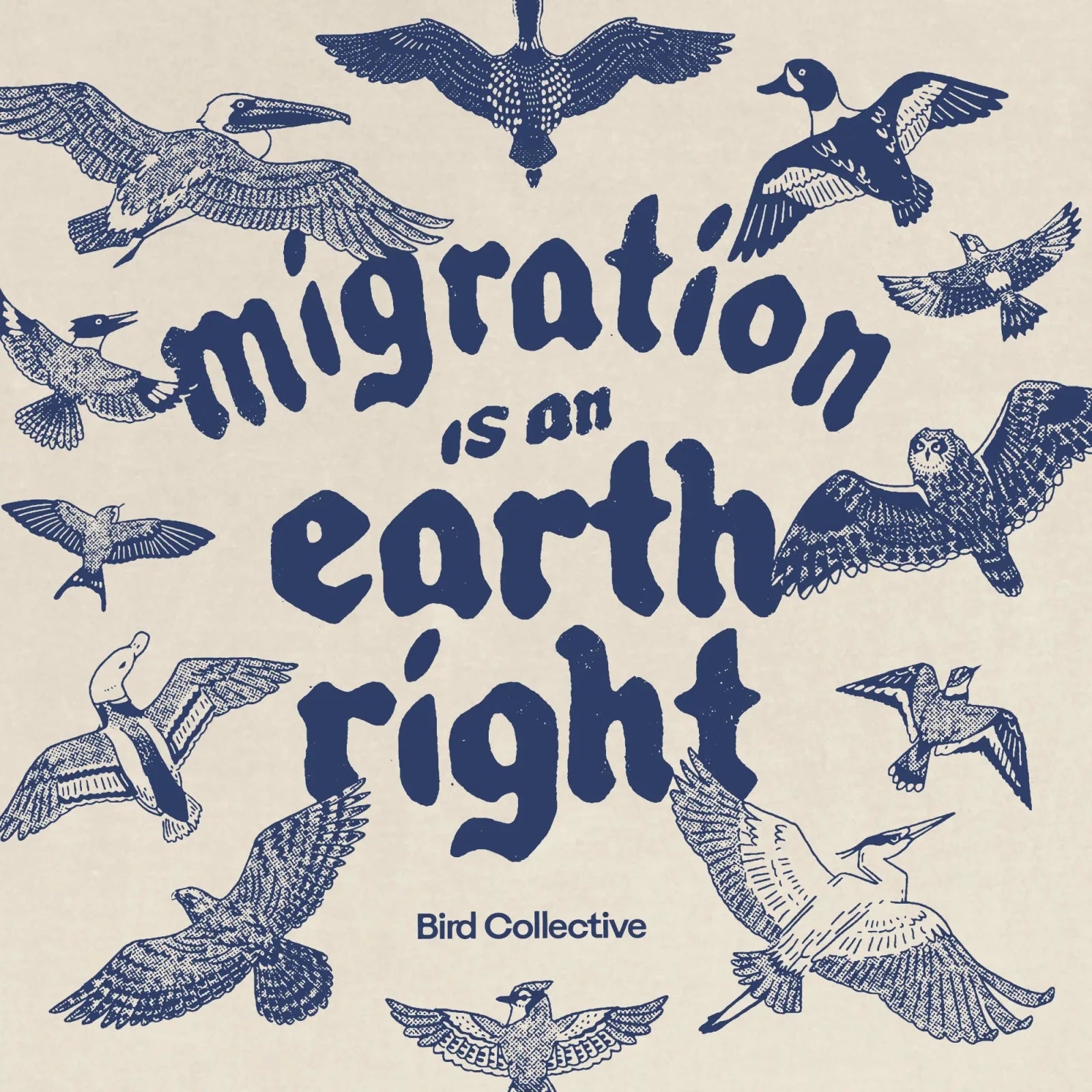 Bird Collective - Migration Is An Earth Right Tee - S - Ivory