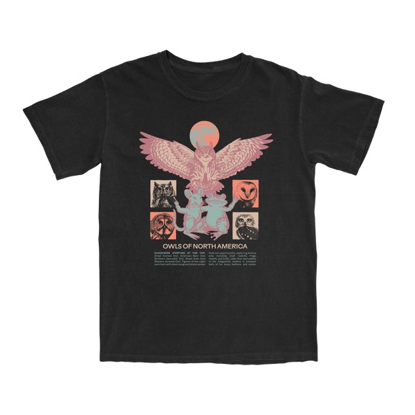 Bird Collective - Owls of North America Tee - S - Black