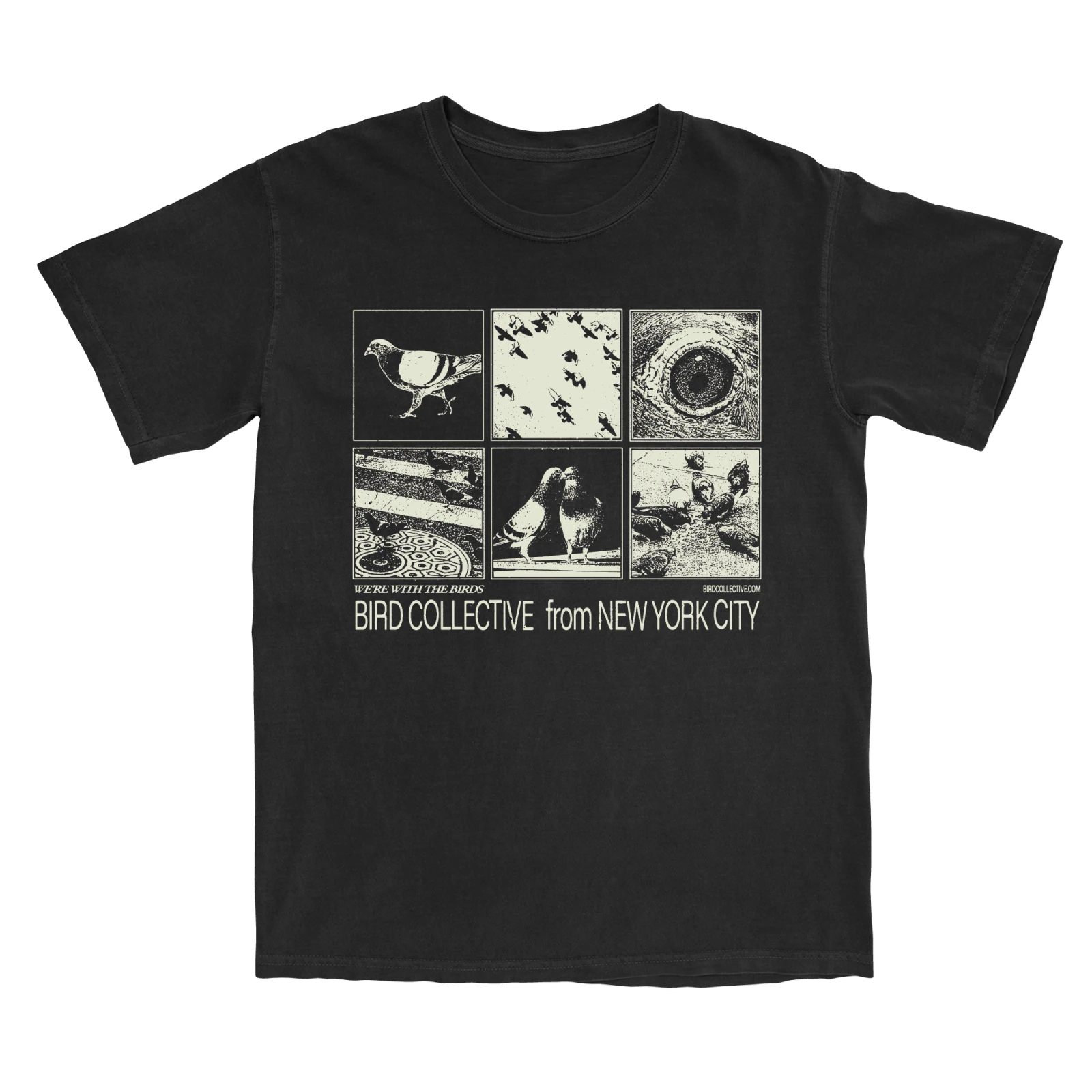 Bird Collective - Pigeon Collage Tee - S - Black