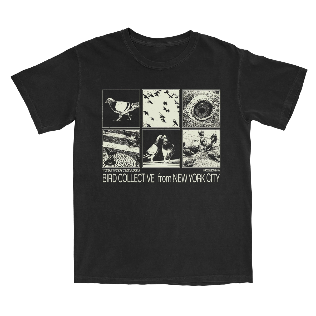 Bird Collective - Pigeon Collage Tee - S - Black