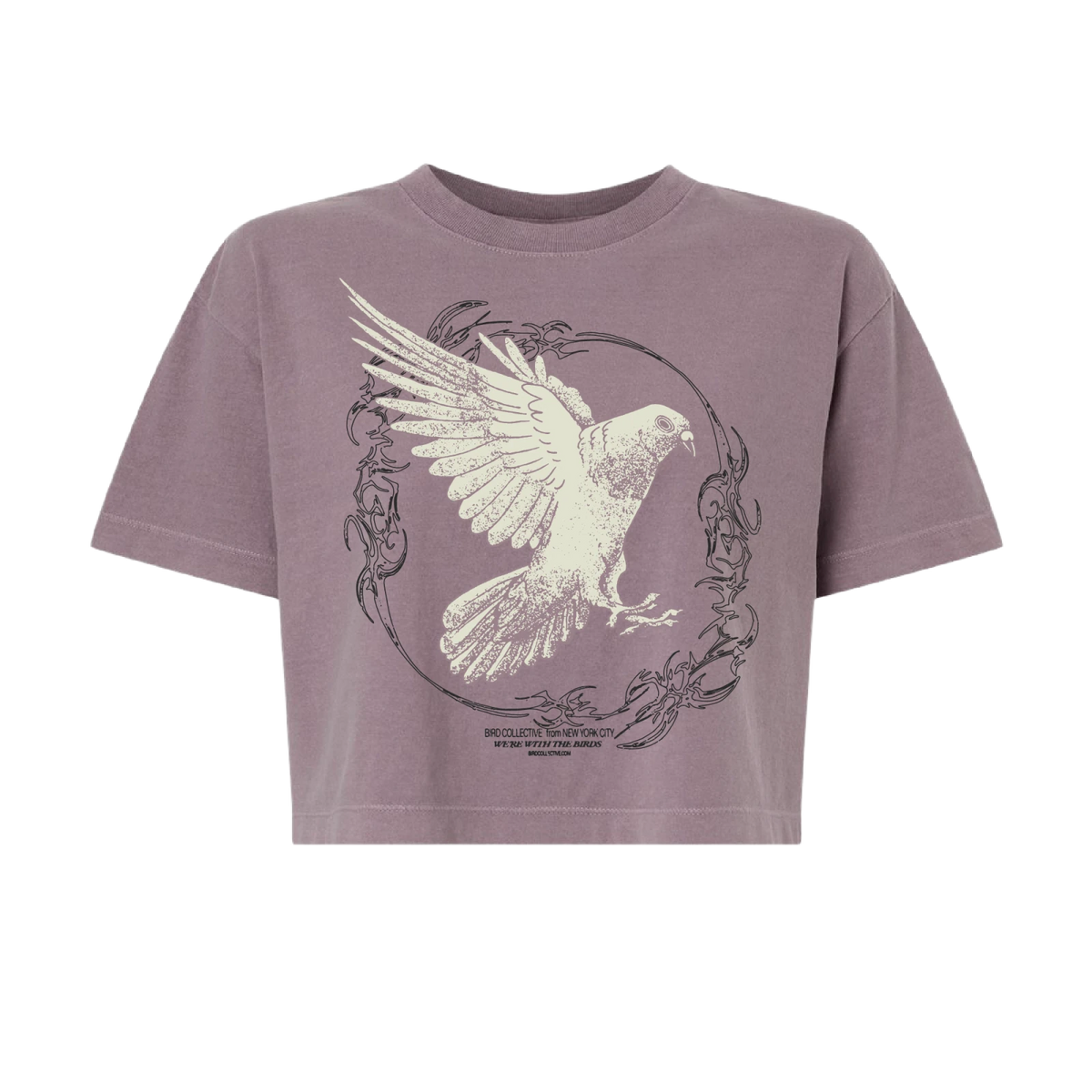 Bird Collective - Pigeon Flight Cropped Tee - S - Mauve