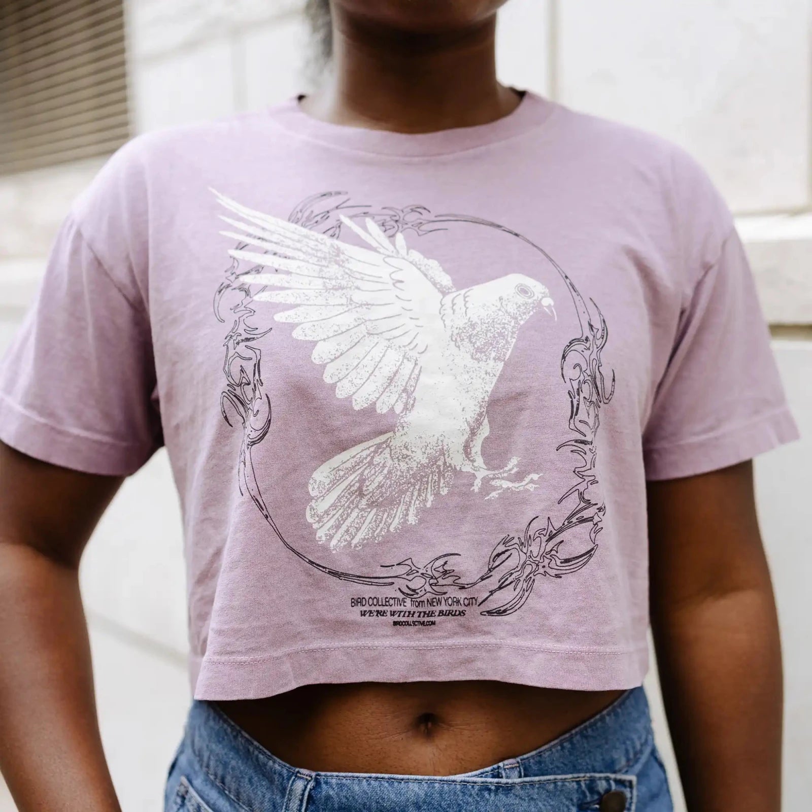Bird Collective - Pigeon Flight Cropped Tee - S - Mauve