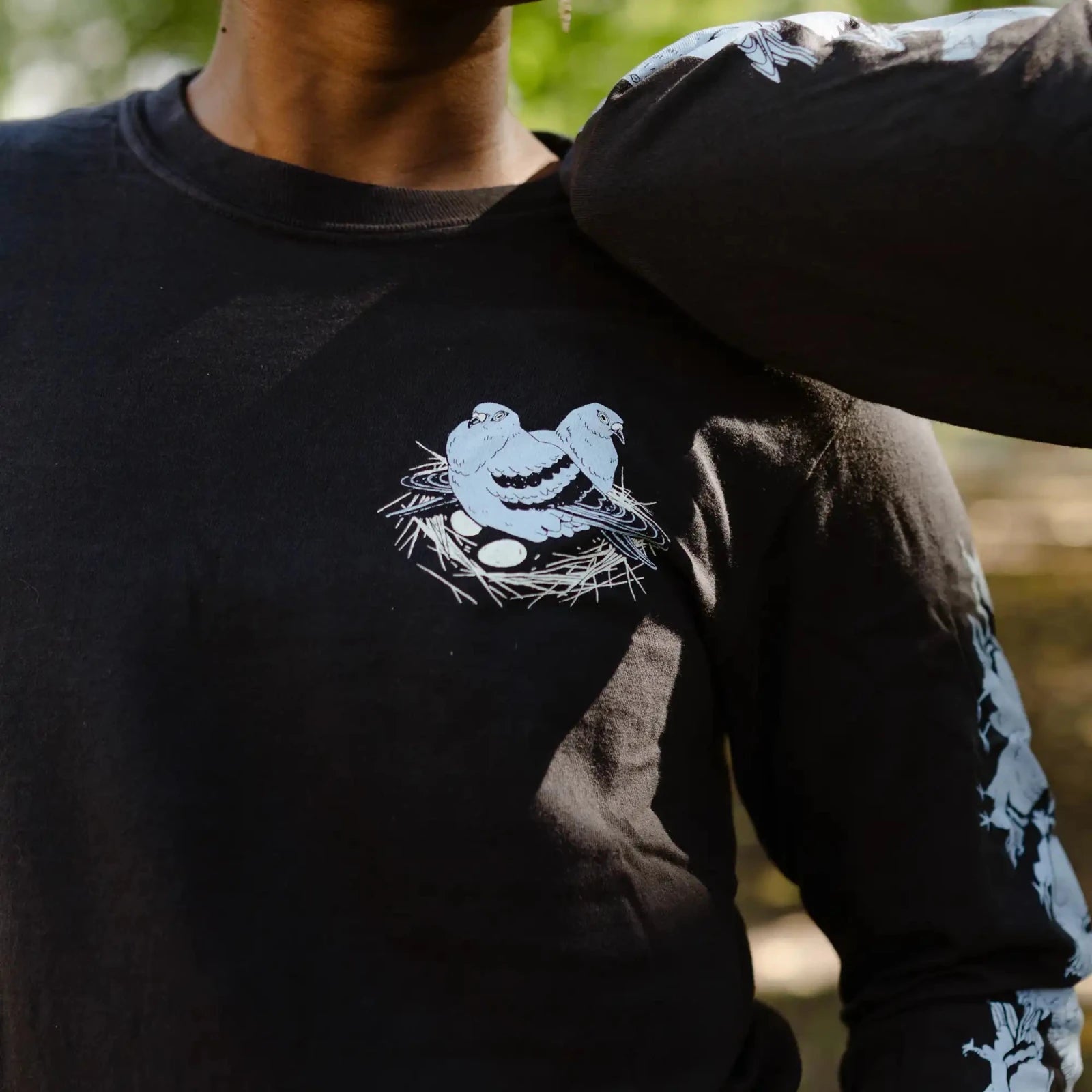 Bird Collective - Pigeon Nest Long Sleeve Tee - S - Black