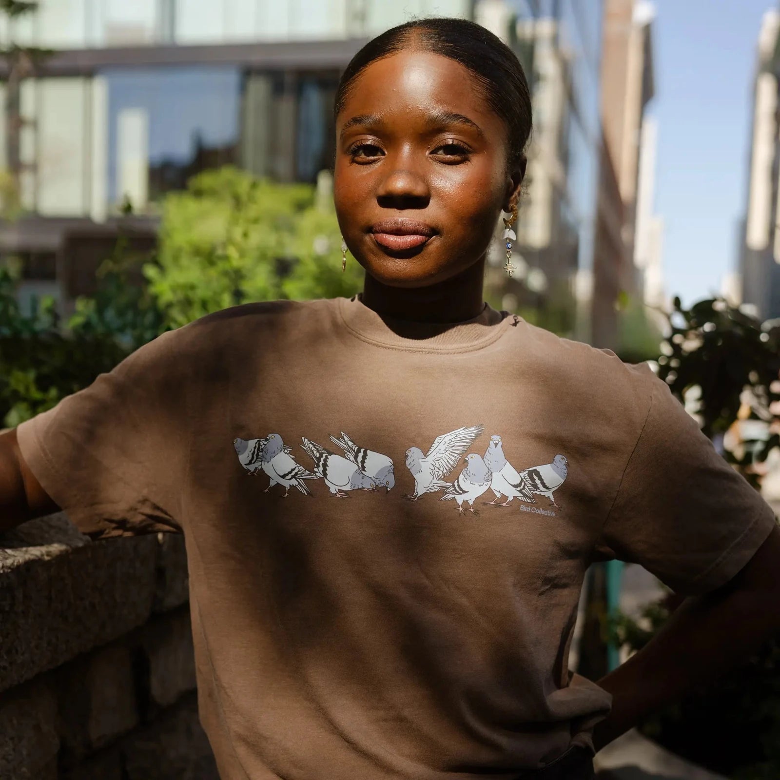 Bird Collective - Pigeon Sidewalk Tee - S - Vintage Brown