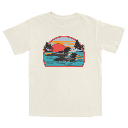 Bird Collective - Retro Common Loon Lightweight Tee - S - Natural