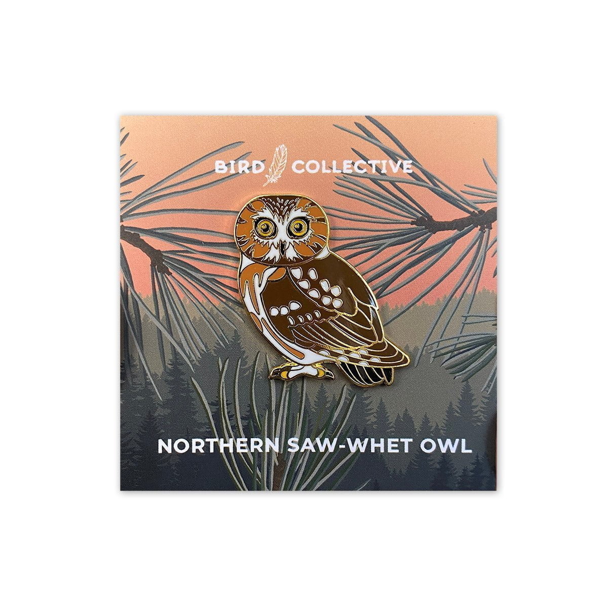 Bird Collective - Saw-whet Owl Enamel Pin - -