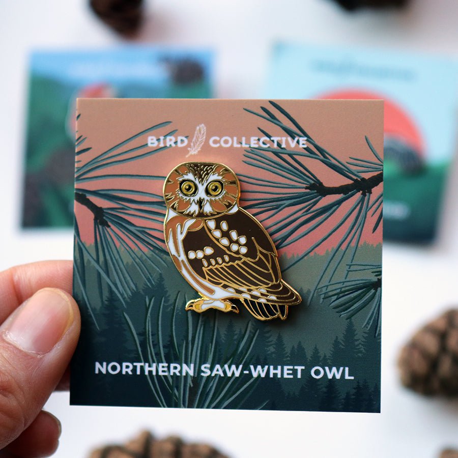 Bird Collective - Saw-whet Owl Enamel Pin - -