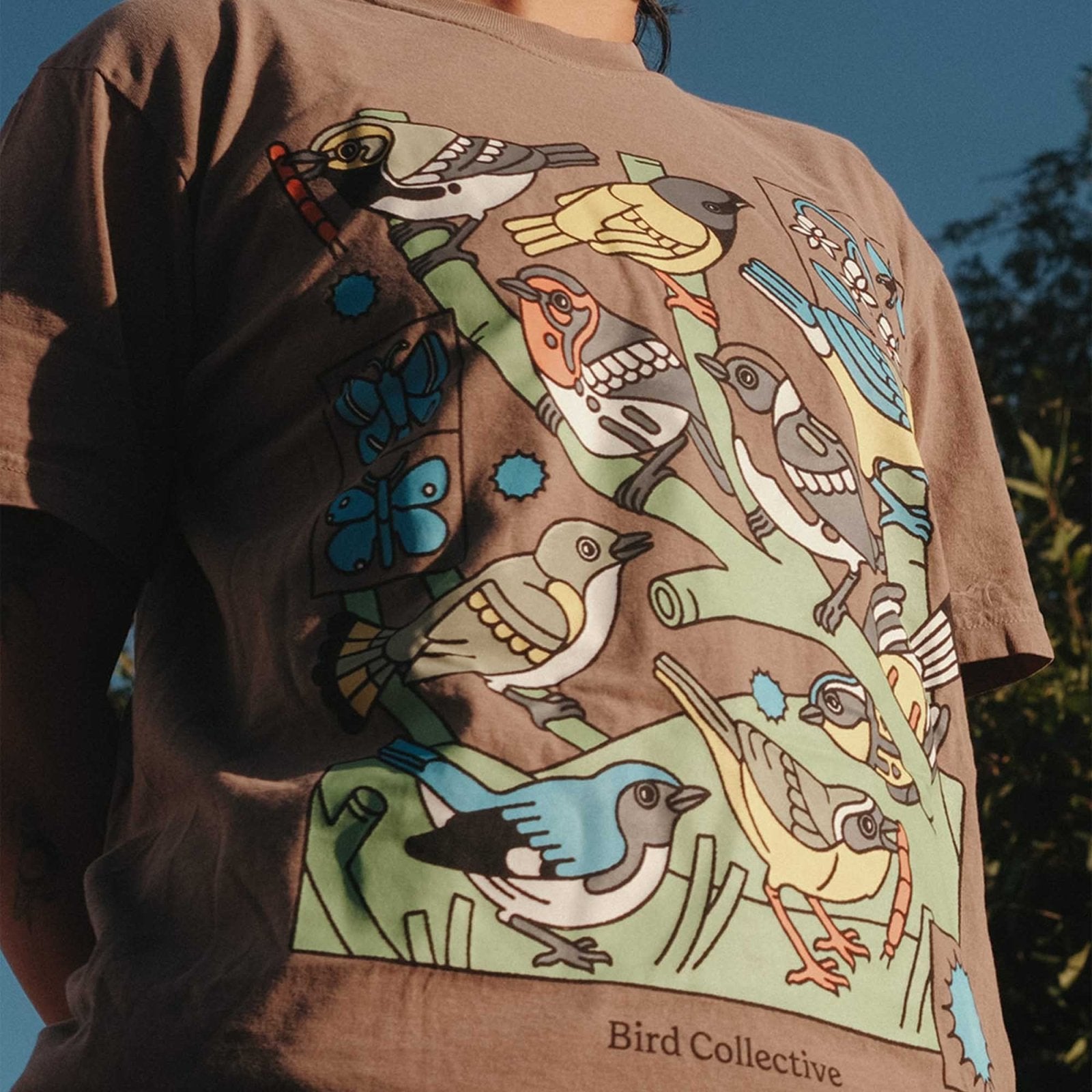 Bird Collective - Warbler Tee - S - Brown