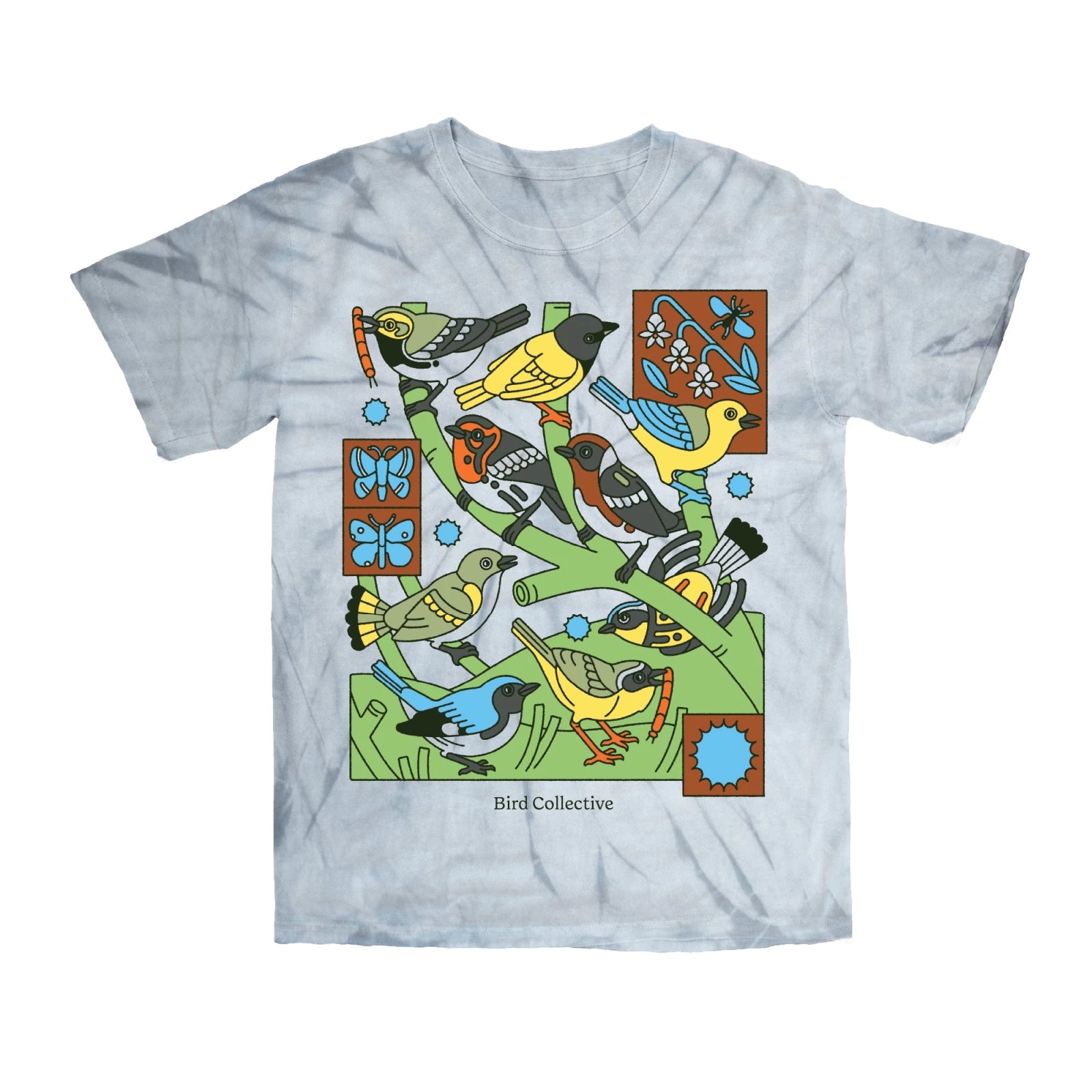 Bird Collective - Warbler Tie Dye Tee - S - Silver Tie Dye