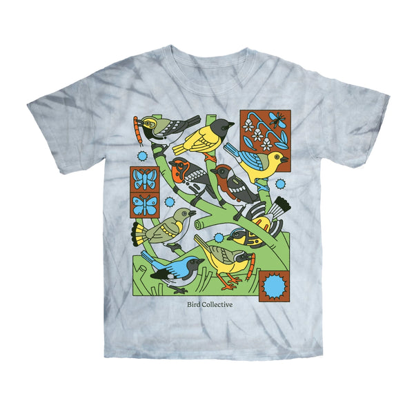Bird Collective - Warbler Tie Dye Tee - S - Silver Tie Dye