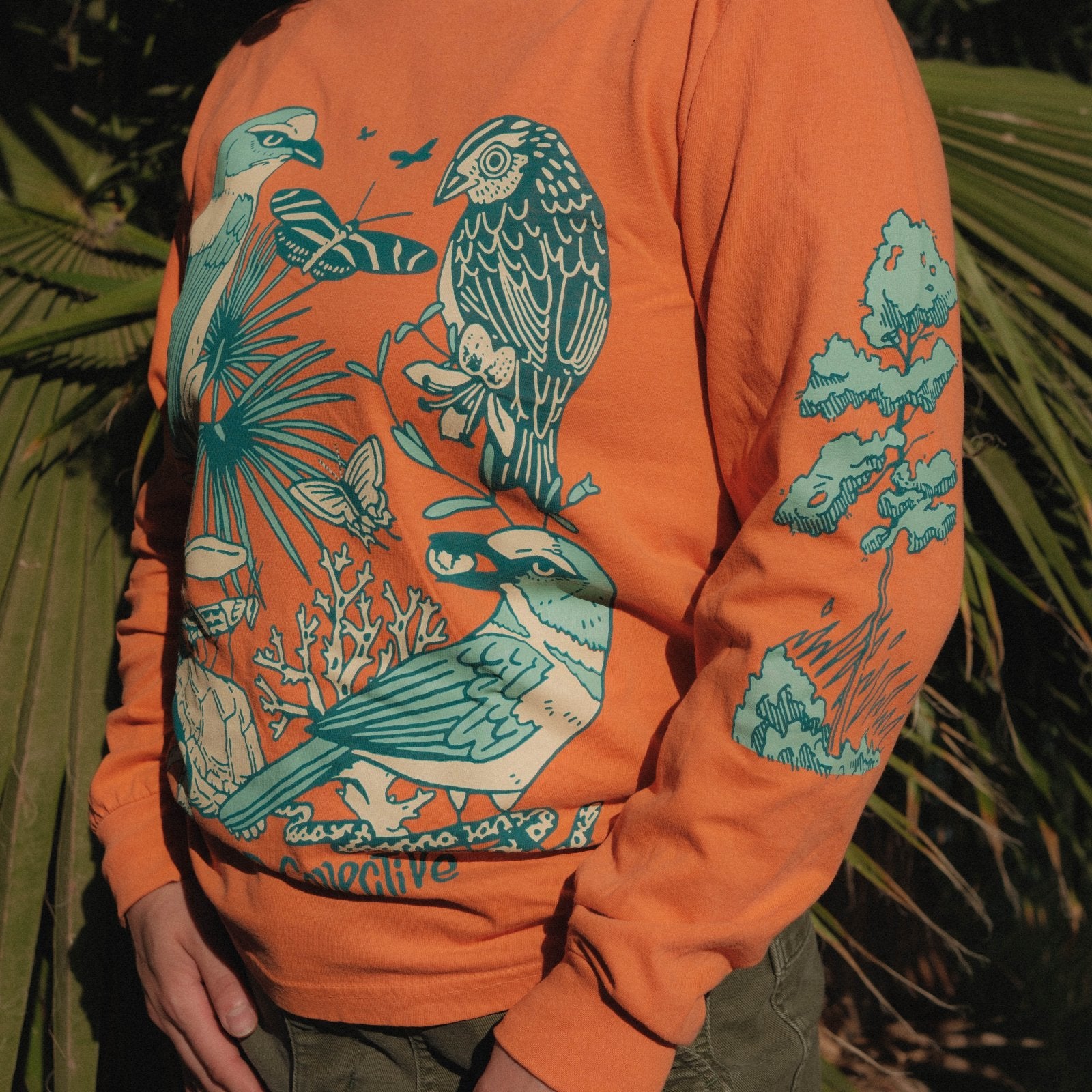 Bird Collective - Wild Florida Long Sleeve Tee - S - Orange