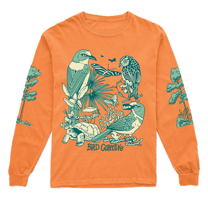 Bird Collective - Wild Florida Long Sleeve Tee - S - Orange