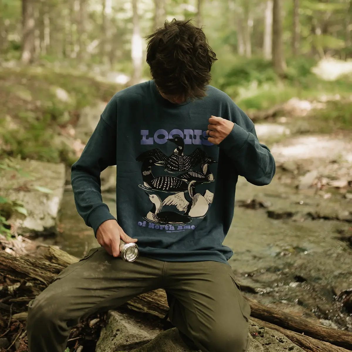 Bird Collective - Loons of North America Sweatshirt - XS - Dark Teal